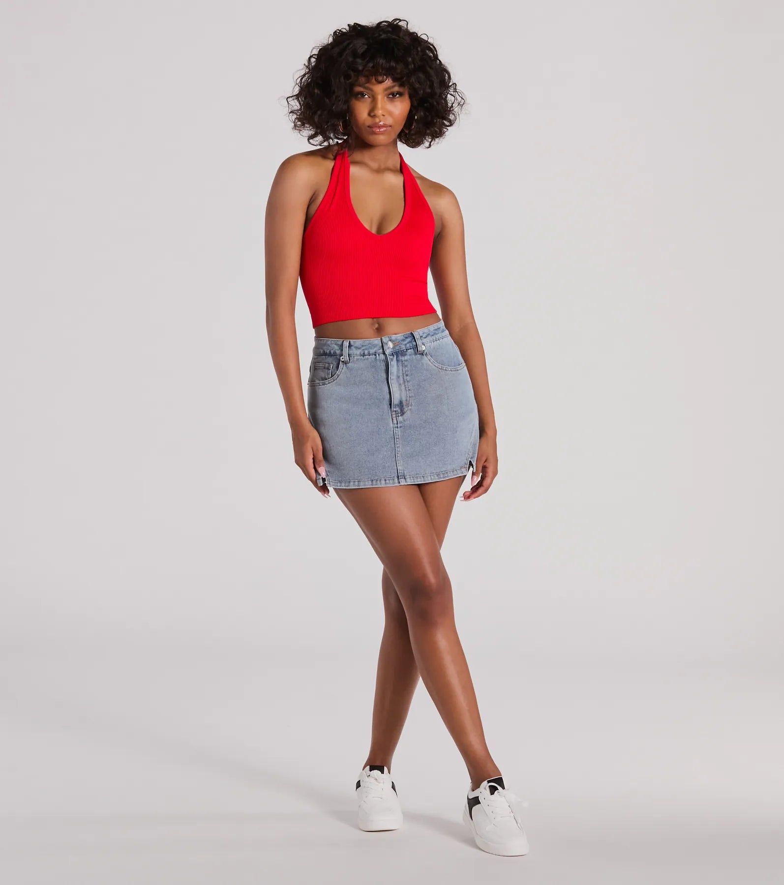 Ultimate Favorite Look High-Rise Slit Mini Denim Skort