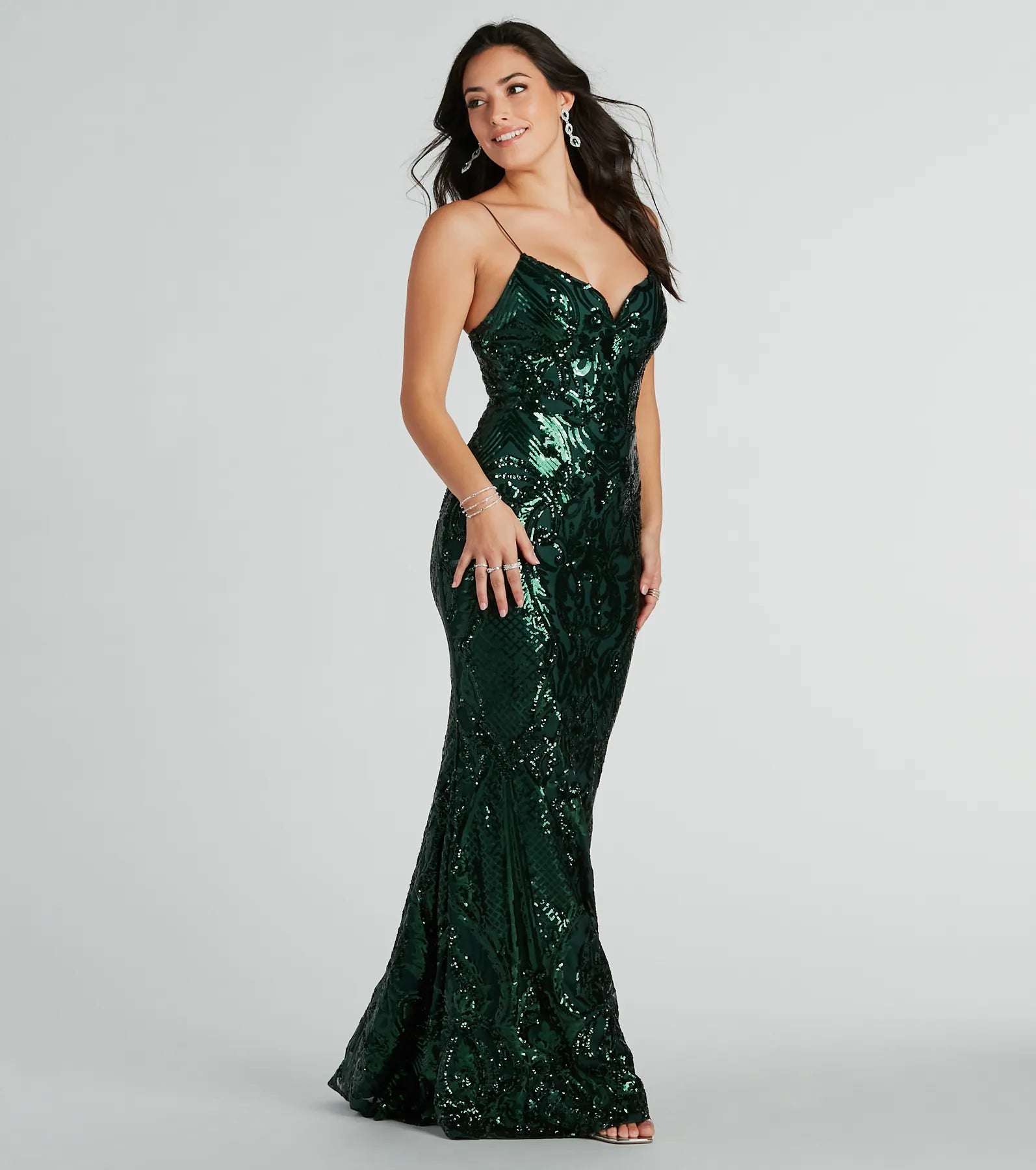 Premium Lorlia Sequin Scroll Mermaid Gown for Special Occasions