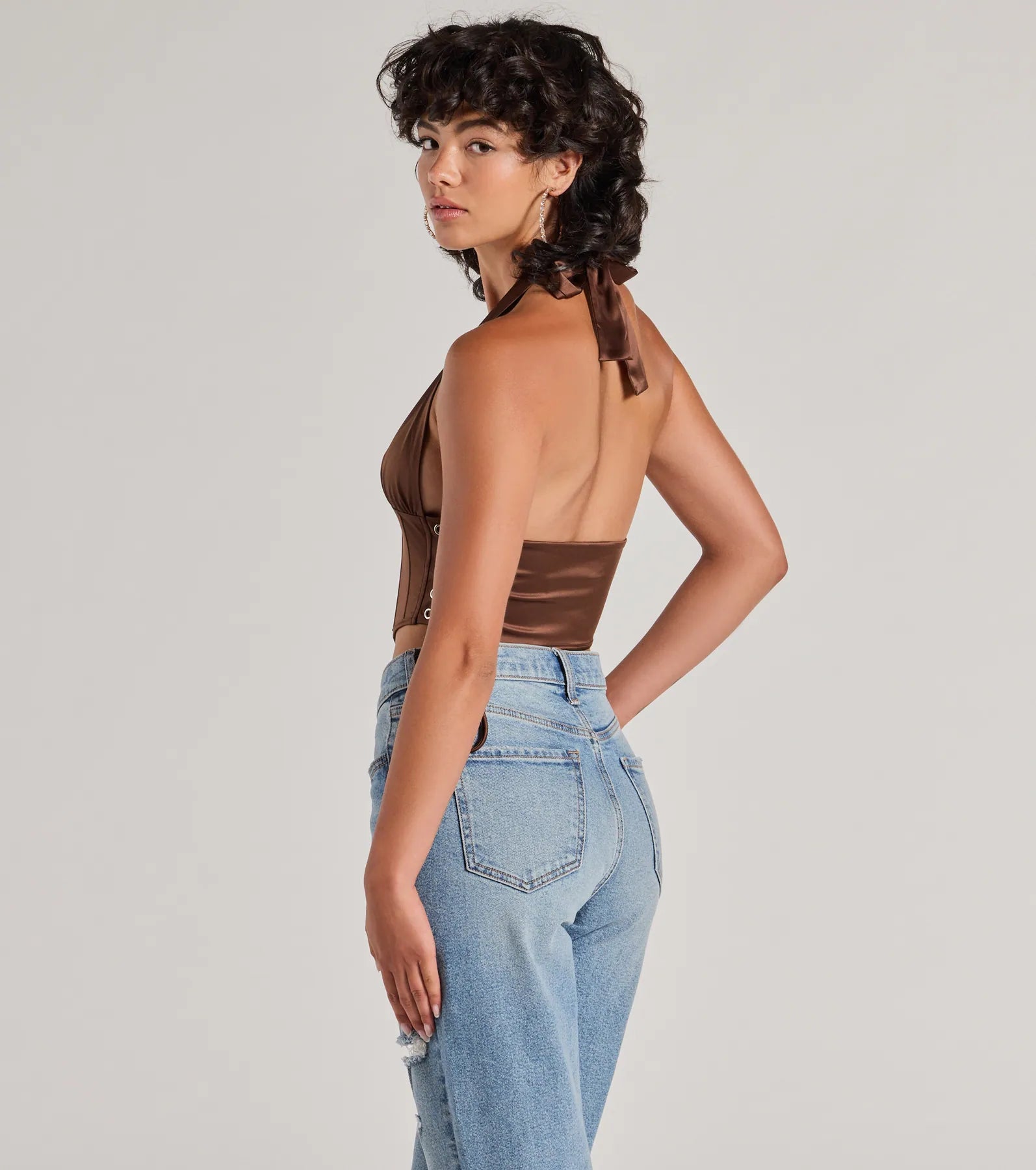 Premium Satin Halter Corset Top - Edgy Luxe Crop