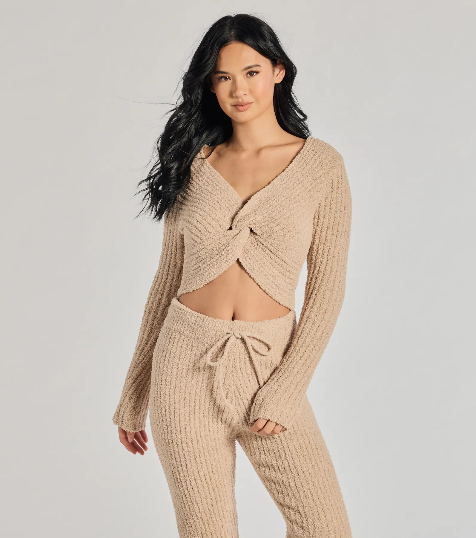 Ultimate Cozy Chenille Knit Twist-Front Crop Top