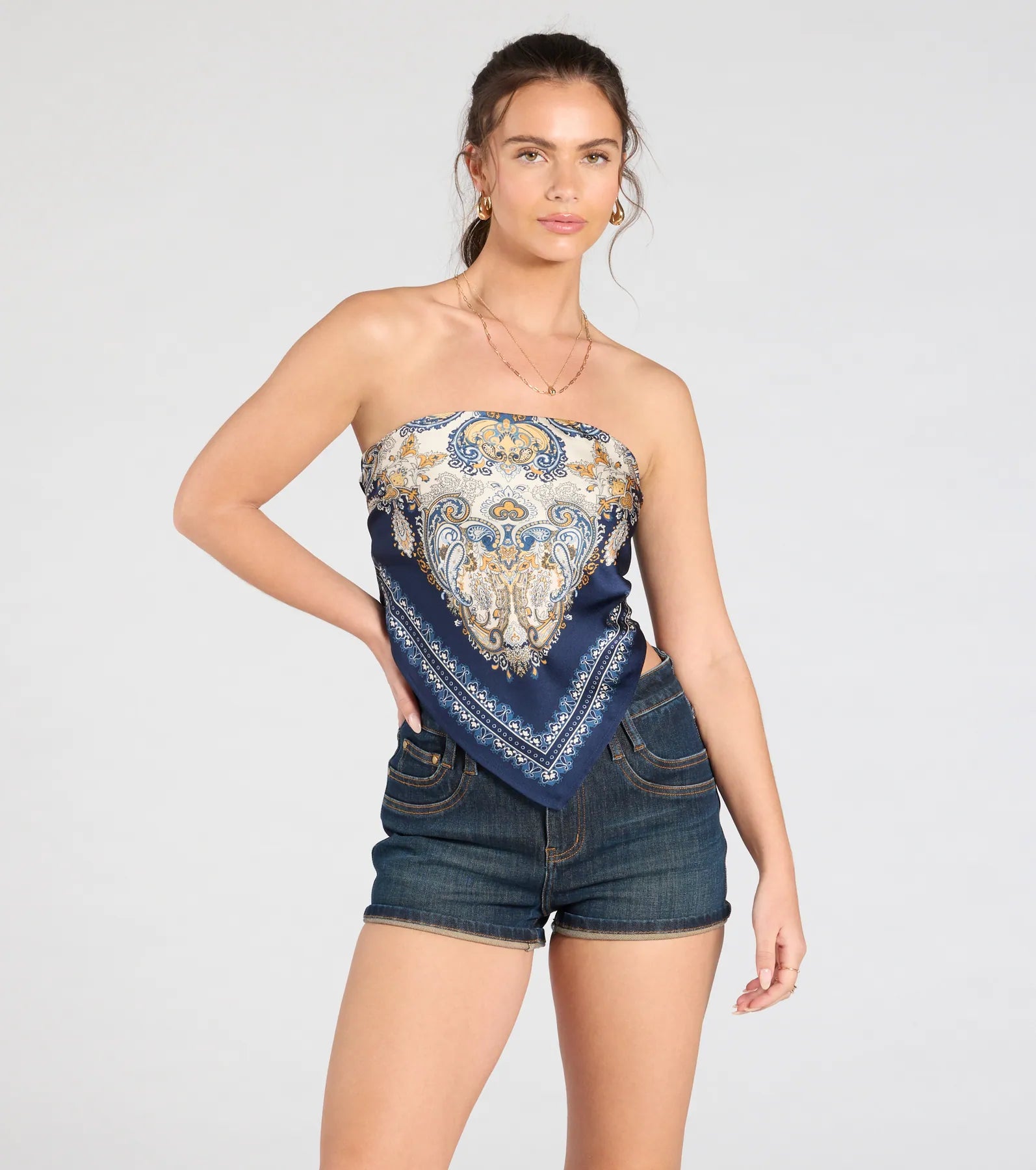 Premium Satin Paisley Scarf Top - Effortless Festival Style