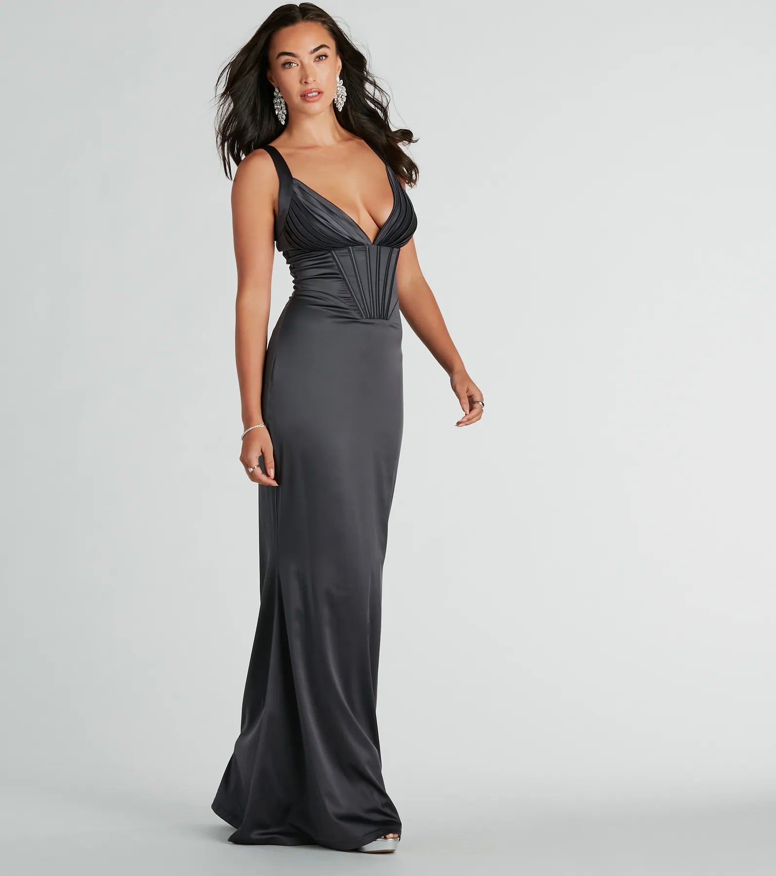 Ultimate Catrina Elegant V-Neck Corset Mermaid Satin Gown