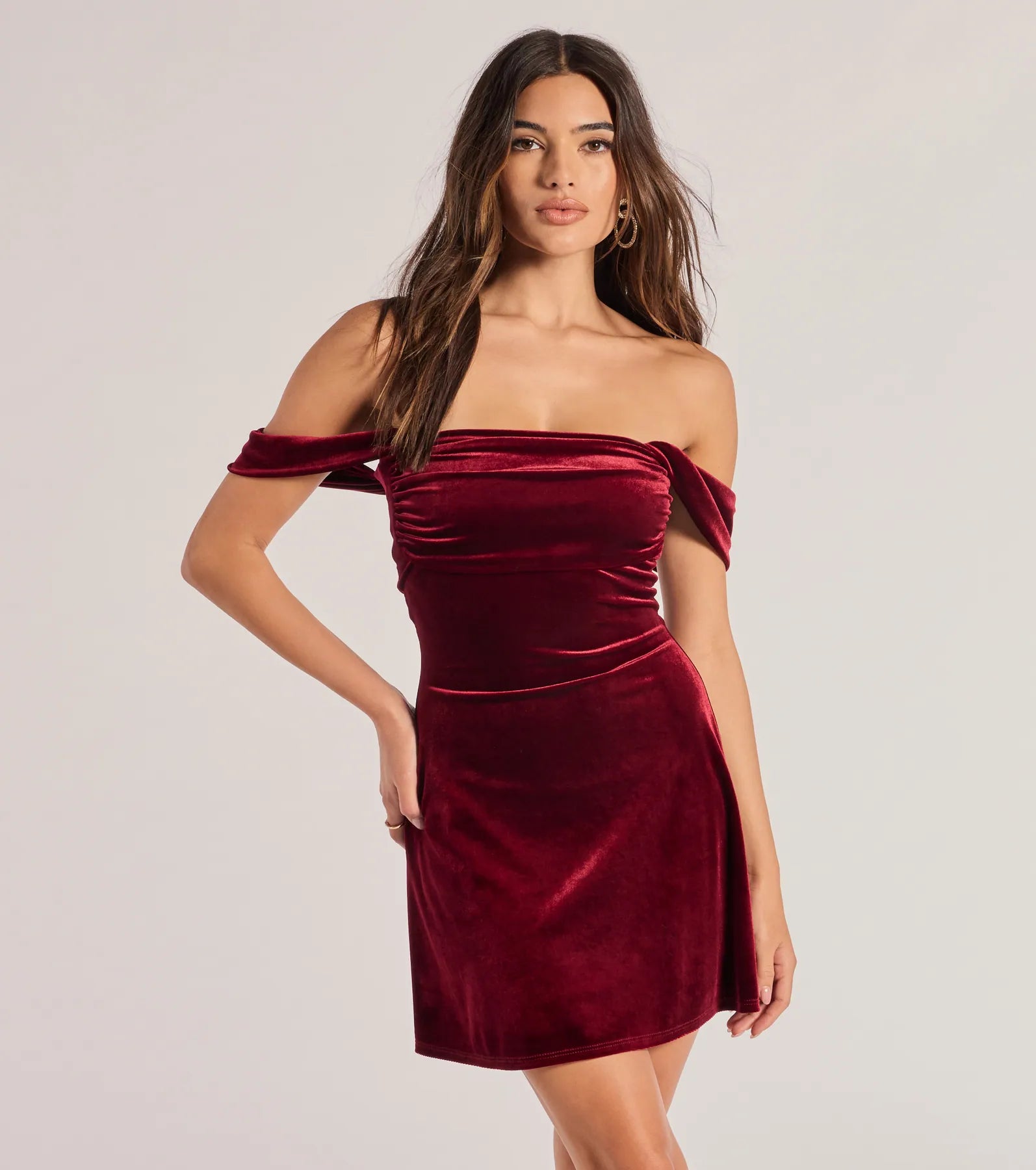 Ultimate Flirty Velvet Off-The-Shoulder Dress | Premium Chic Mini