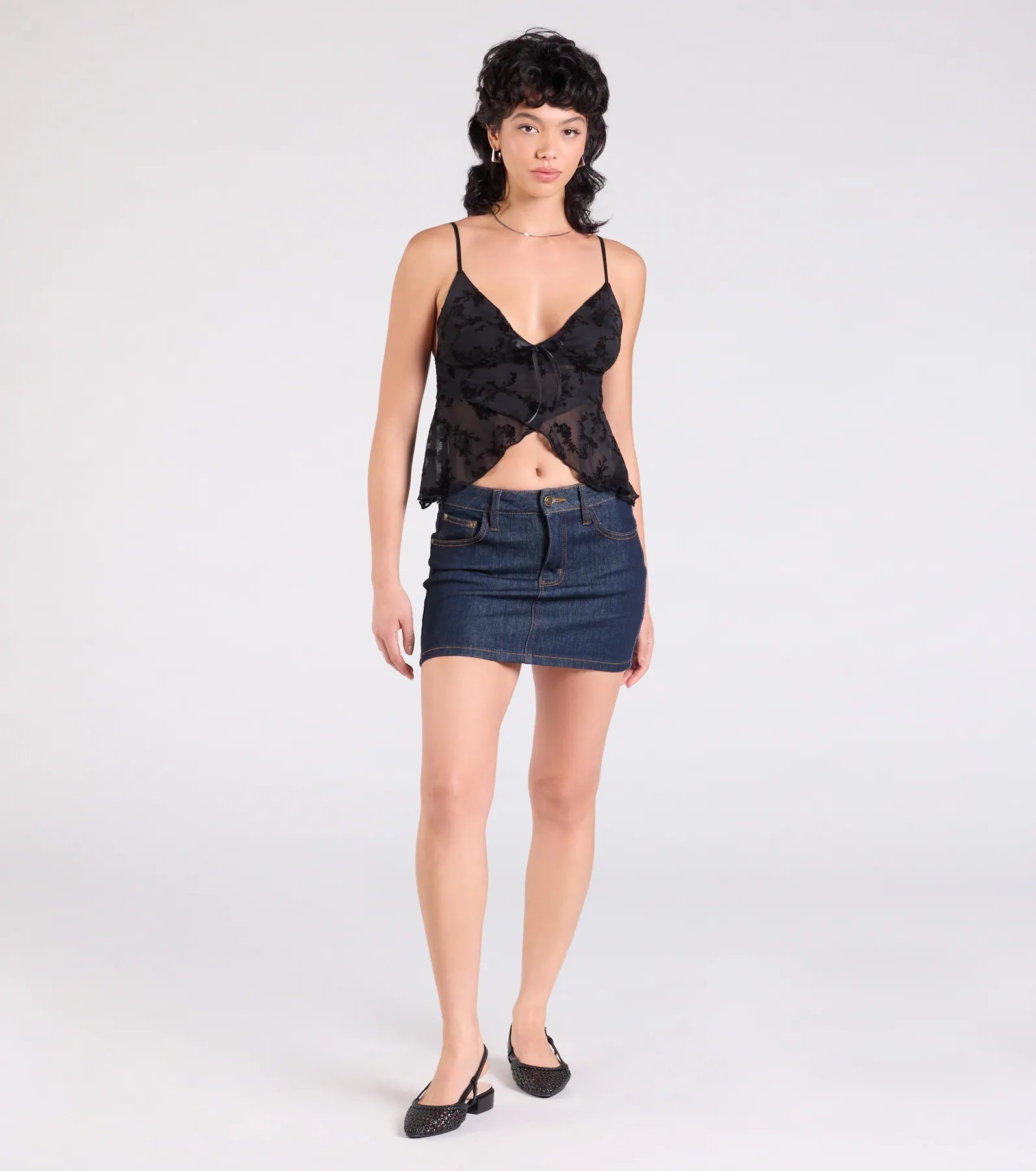 Ultimate Sultry Floral Velvet V-Neck Crop Top