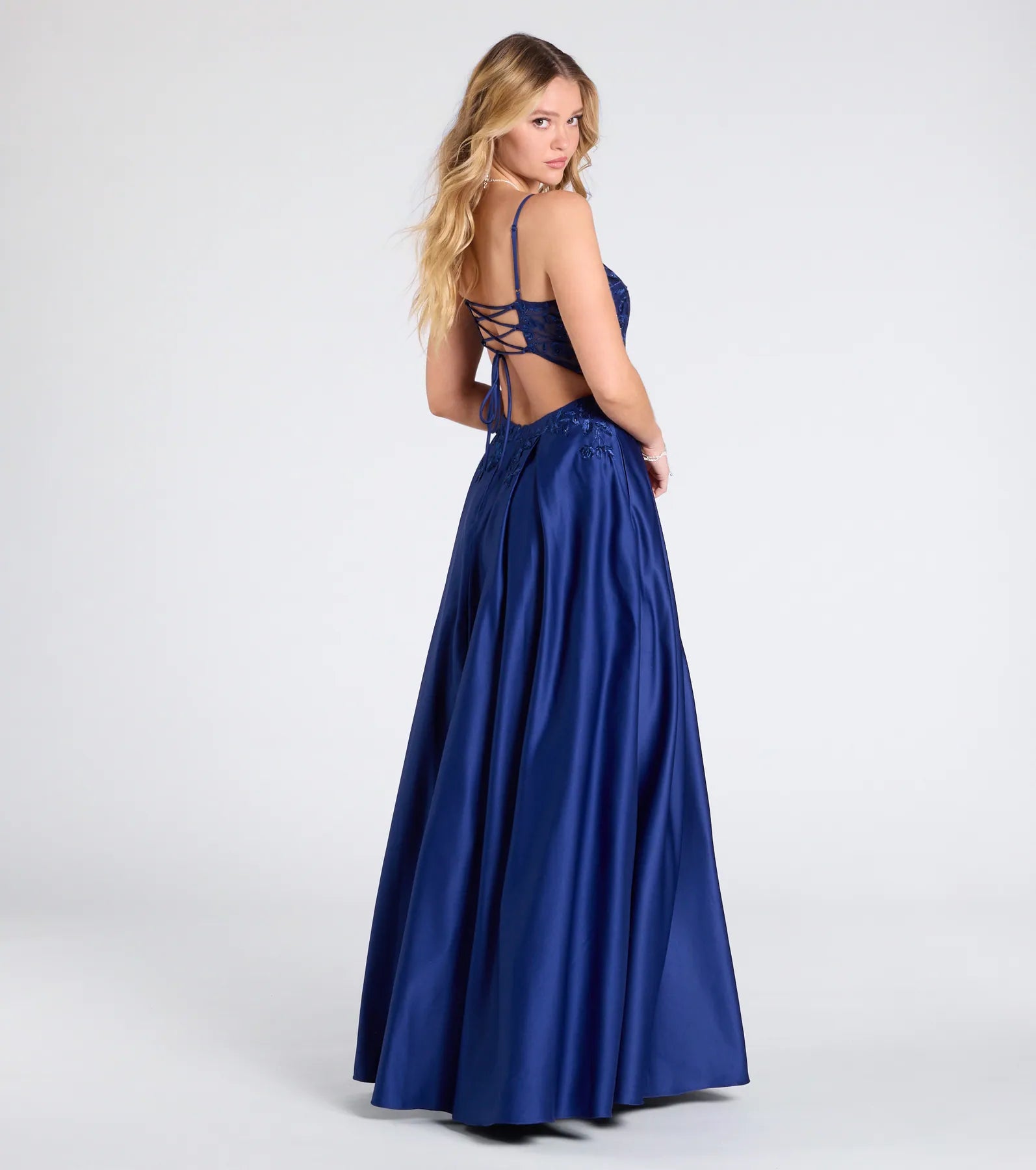 Myra Premium Lace-Up Floral Embroidered Ball Gown