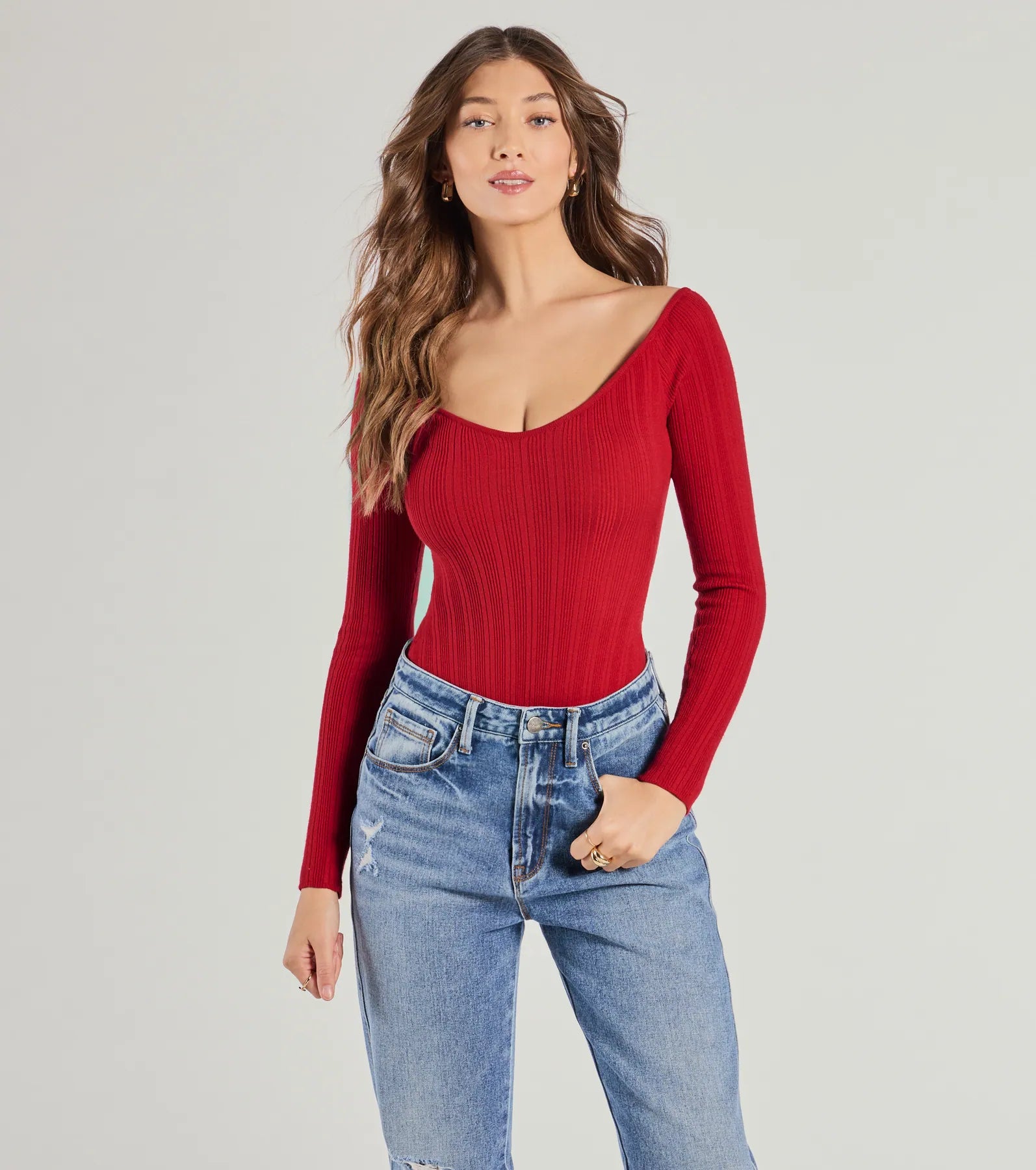 Premium Ribbed Knit Long Sleeve Bodysuit - Ultimate Fit & Style