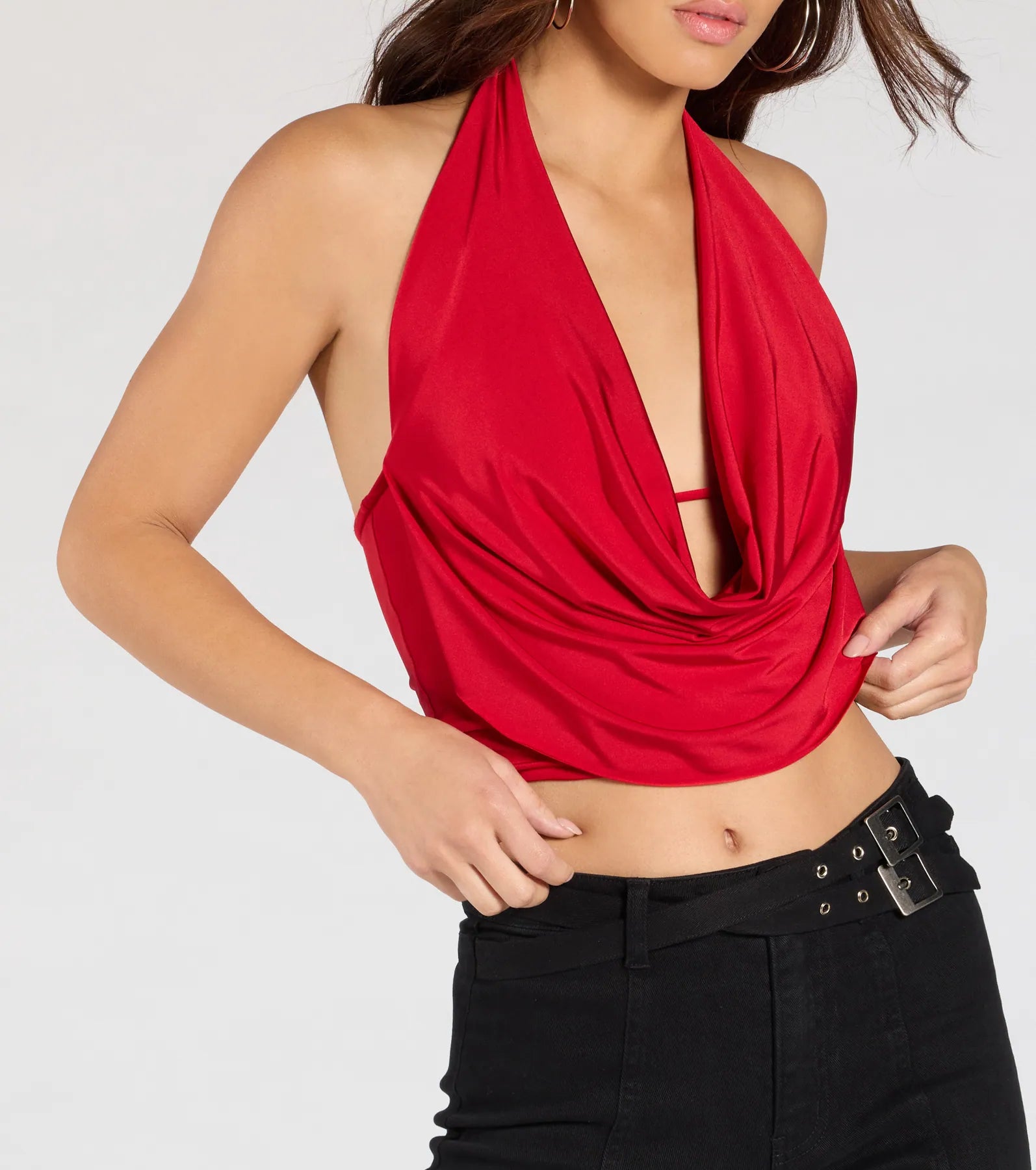 Ultimate Statement Sleeveless Halter Crop Top