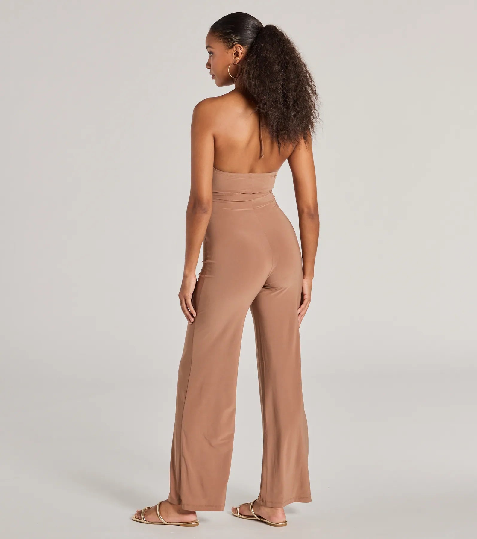 Ultimate Sass Halter Cutout Wide-Leg Jumpsuit