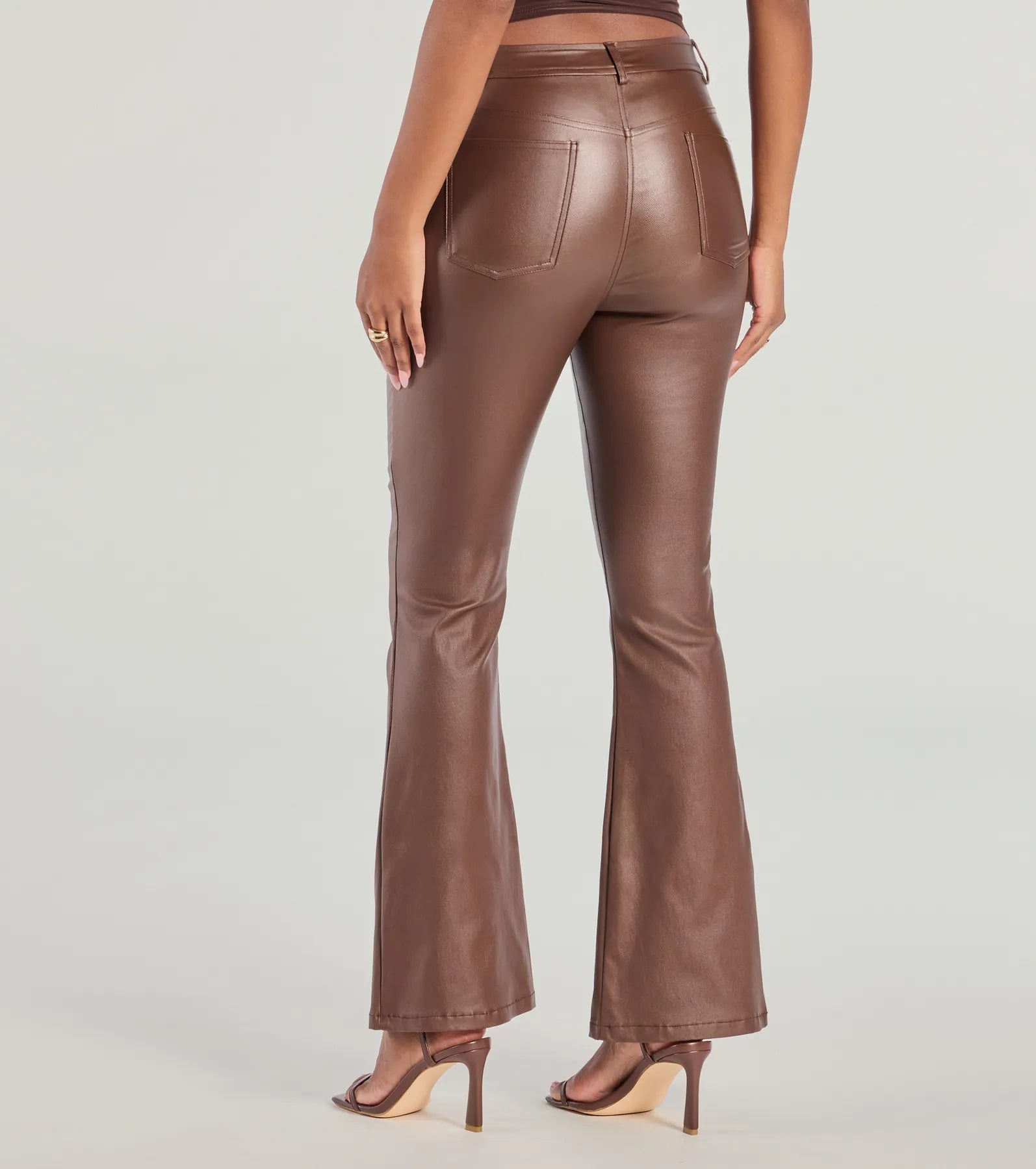 Ultimate Sleek Lace-Up Faux Leather Flare Pants