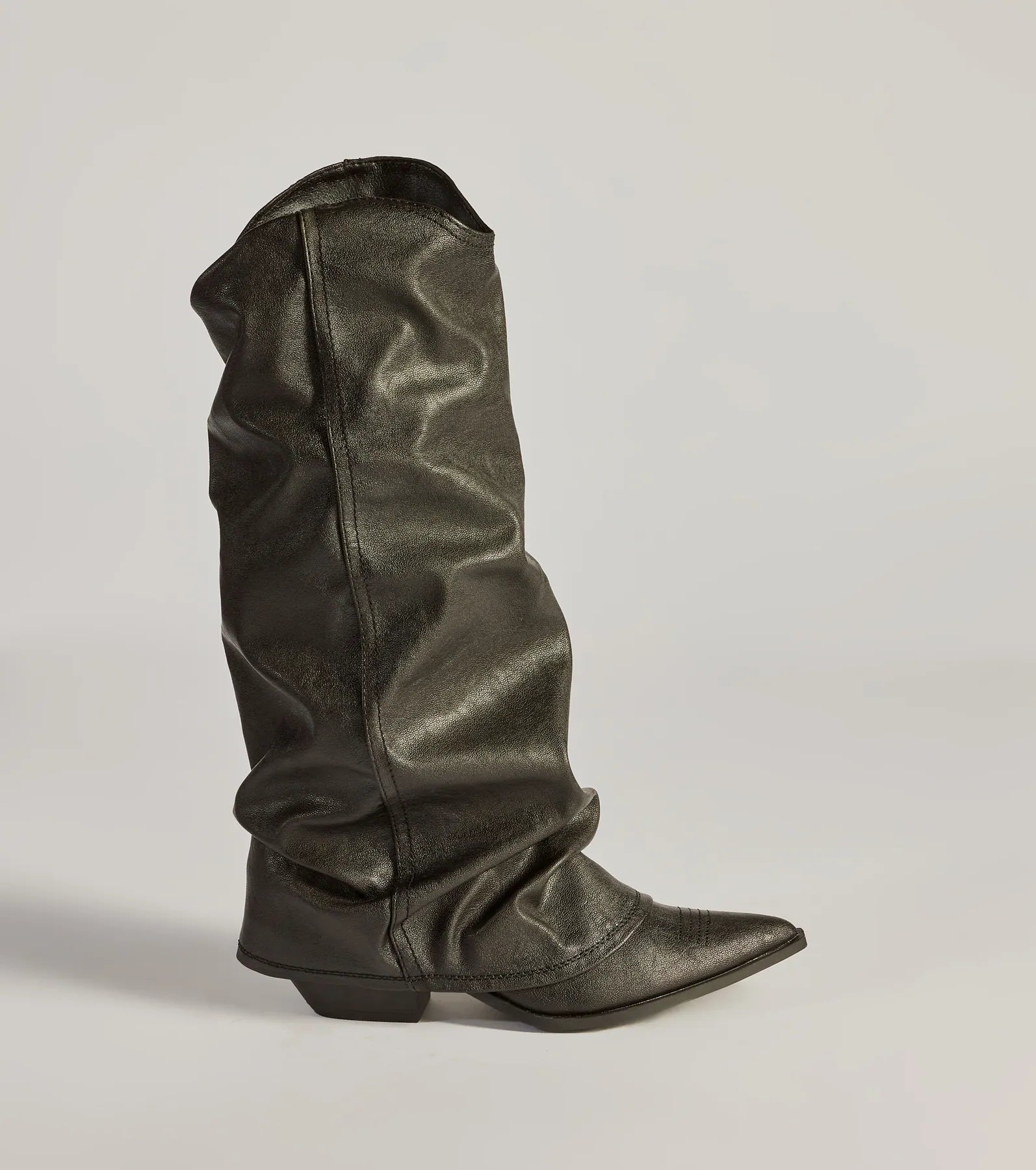 So The Drama Premium Distressed Faux Leather Knee-High Boots