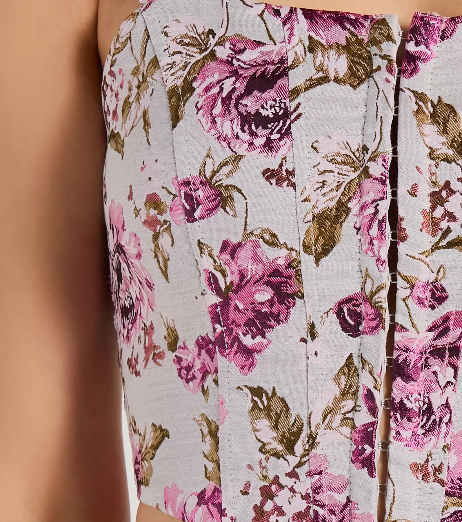 Premium Floral Embroidered Satin Corset Top - Ultimate Elegance