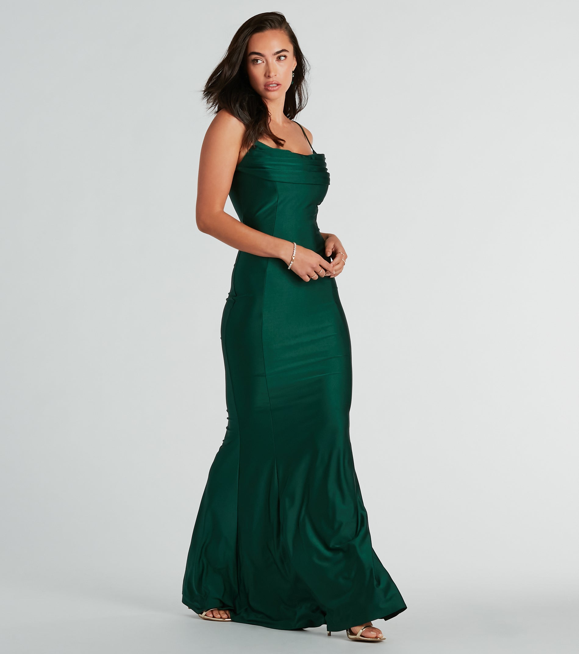 Premium Cassandra Elegant Cowl Neck Mermaid Gown