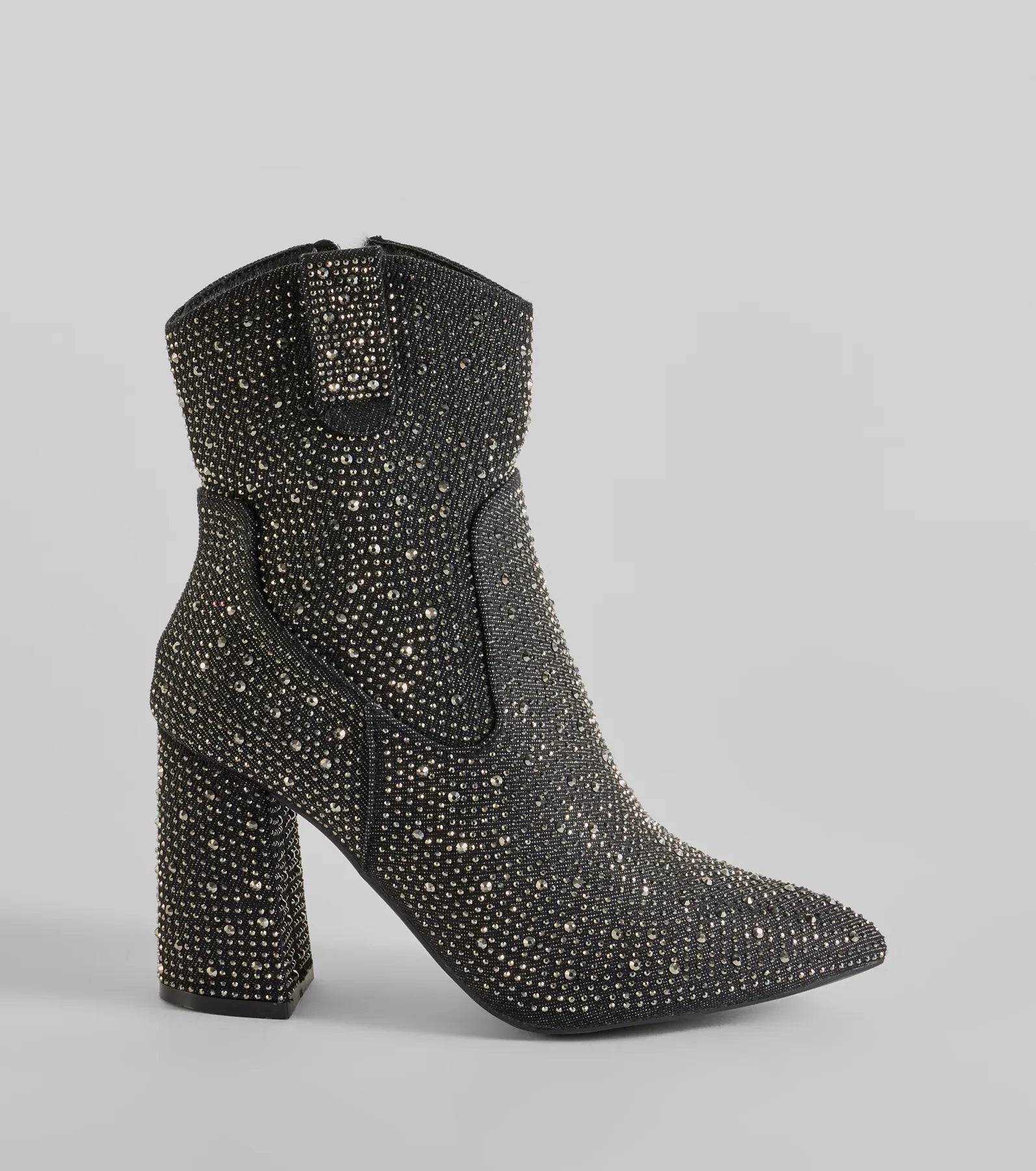 Premium Glam Out West Rhinestone Denim Booties - Ultimate Western Style