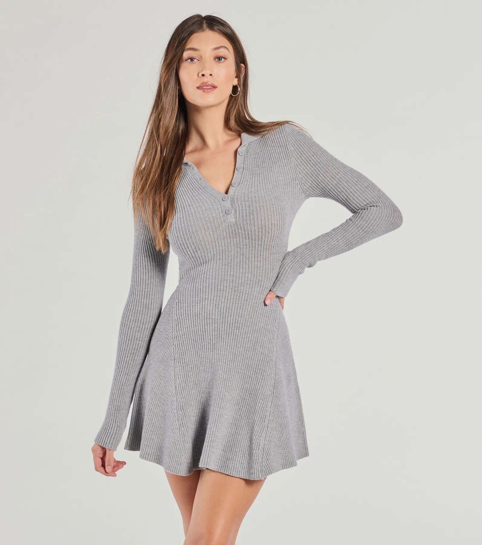 Ultimate Cozy Prep Collared Knit Skater Dress