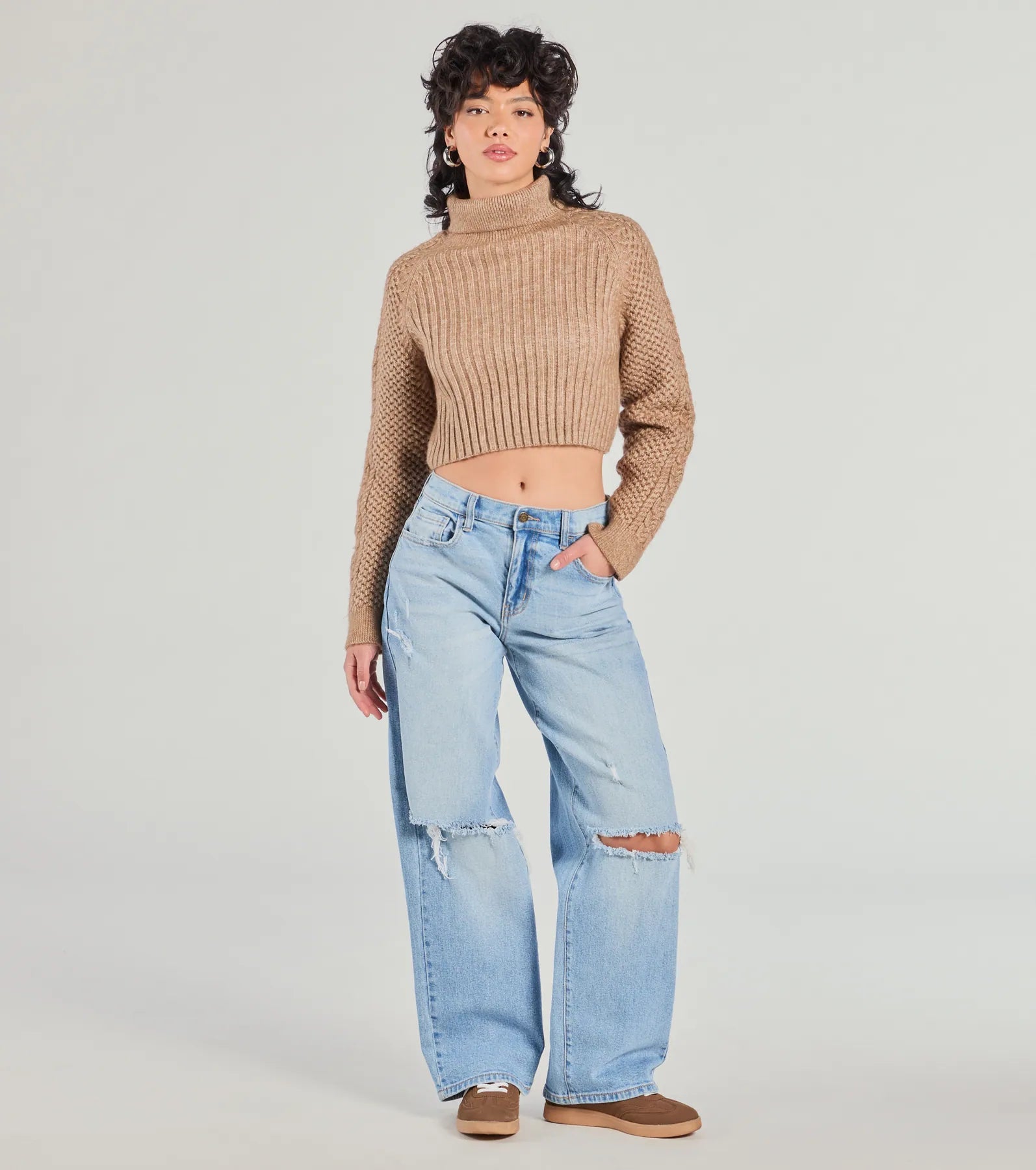 Premium Snuggle Weather Turtleneck Crop Knit Sweater