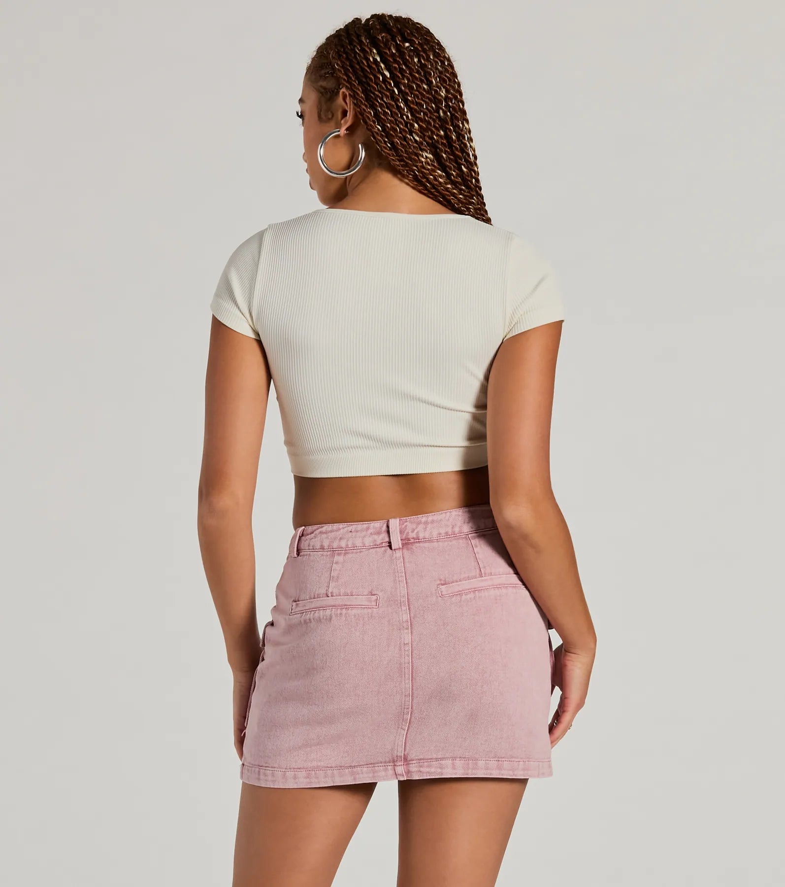 Ultimate Cool Factor Cargo Denim Mini Skirt