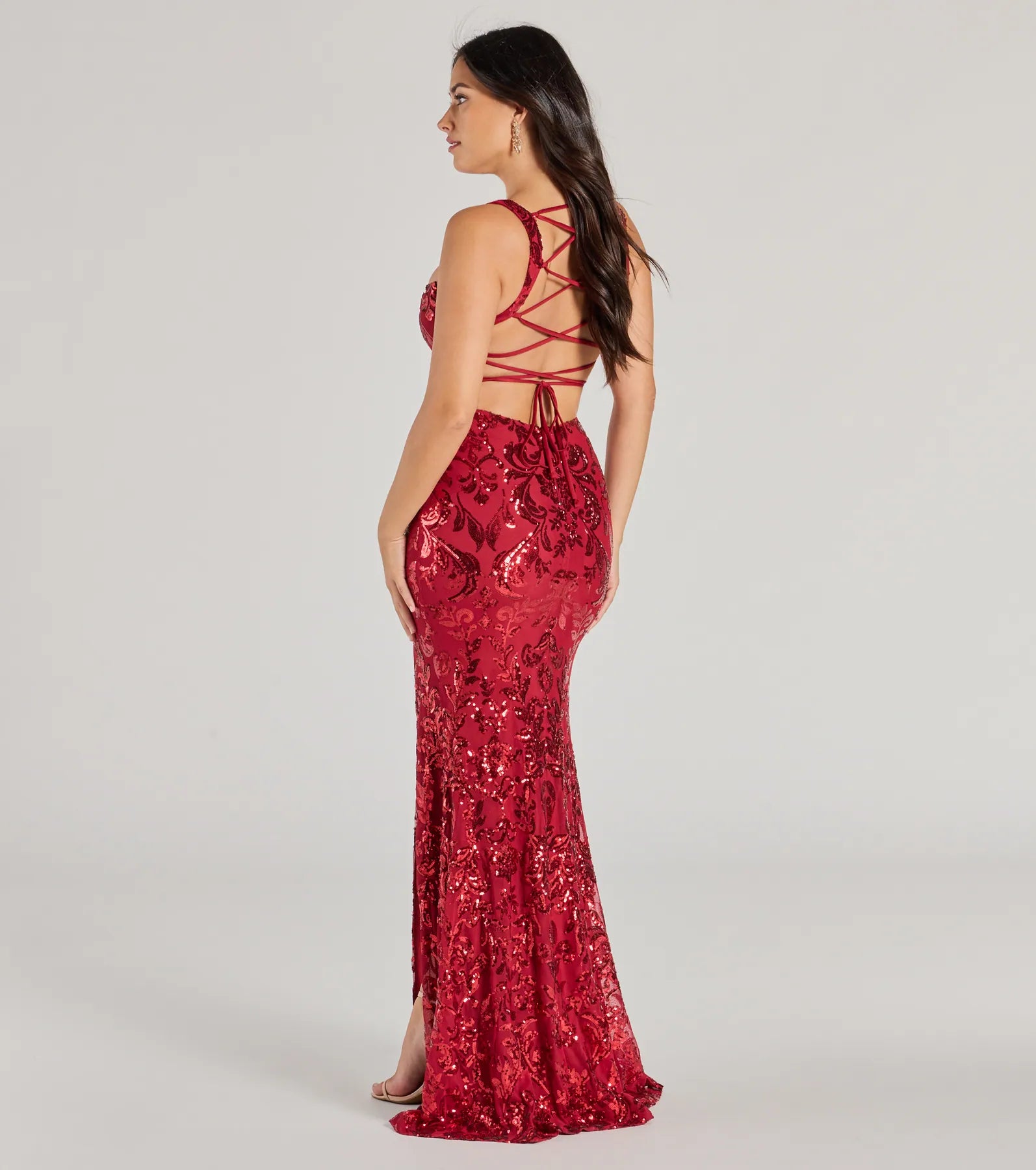 Moira Premium Lace-Up Sequin Gown – Ultimate Glamour for Formal Events