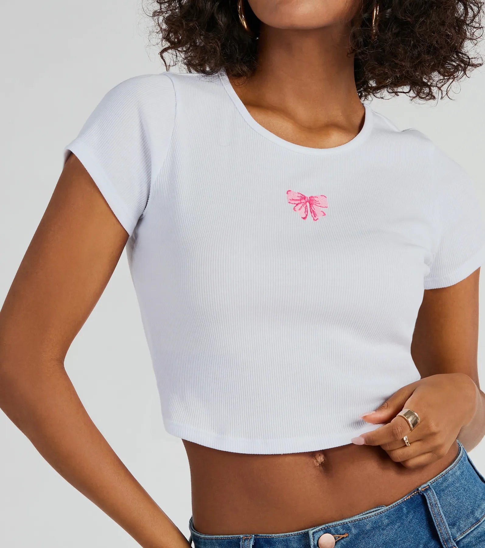 Ultimate Girly Twirl Bow Crop Tee