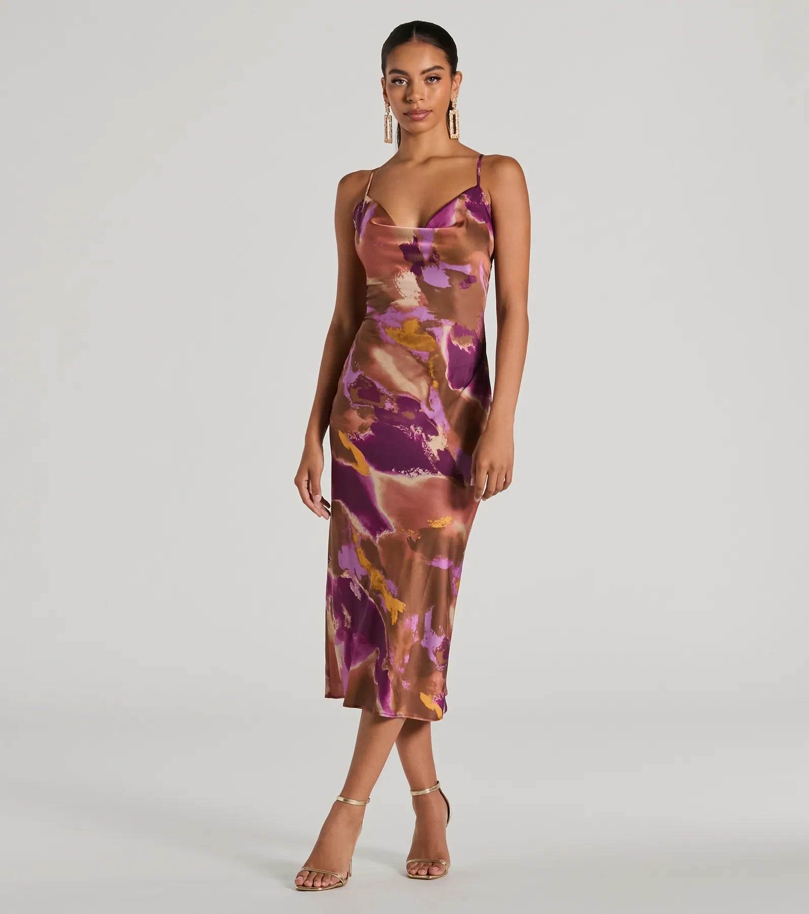 Premium Always Impress Tie-Dye Satin Midi Dress