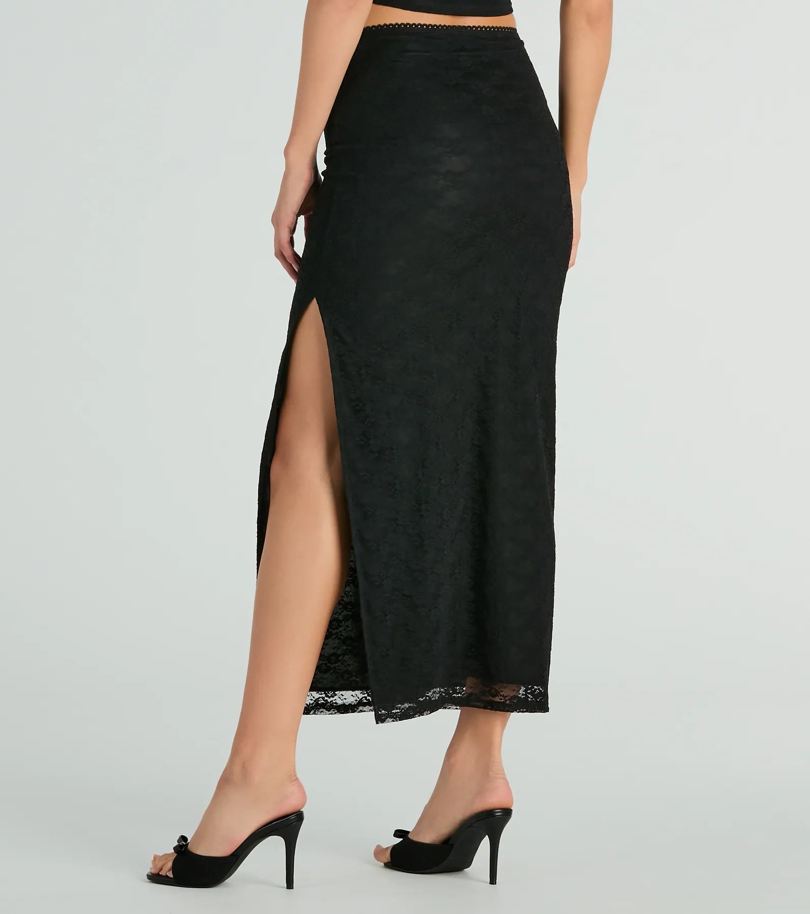 Ultimate Allure High-Rise Lace Maxi Skirt with Rosette