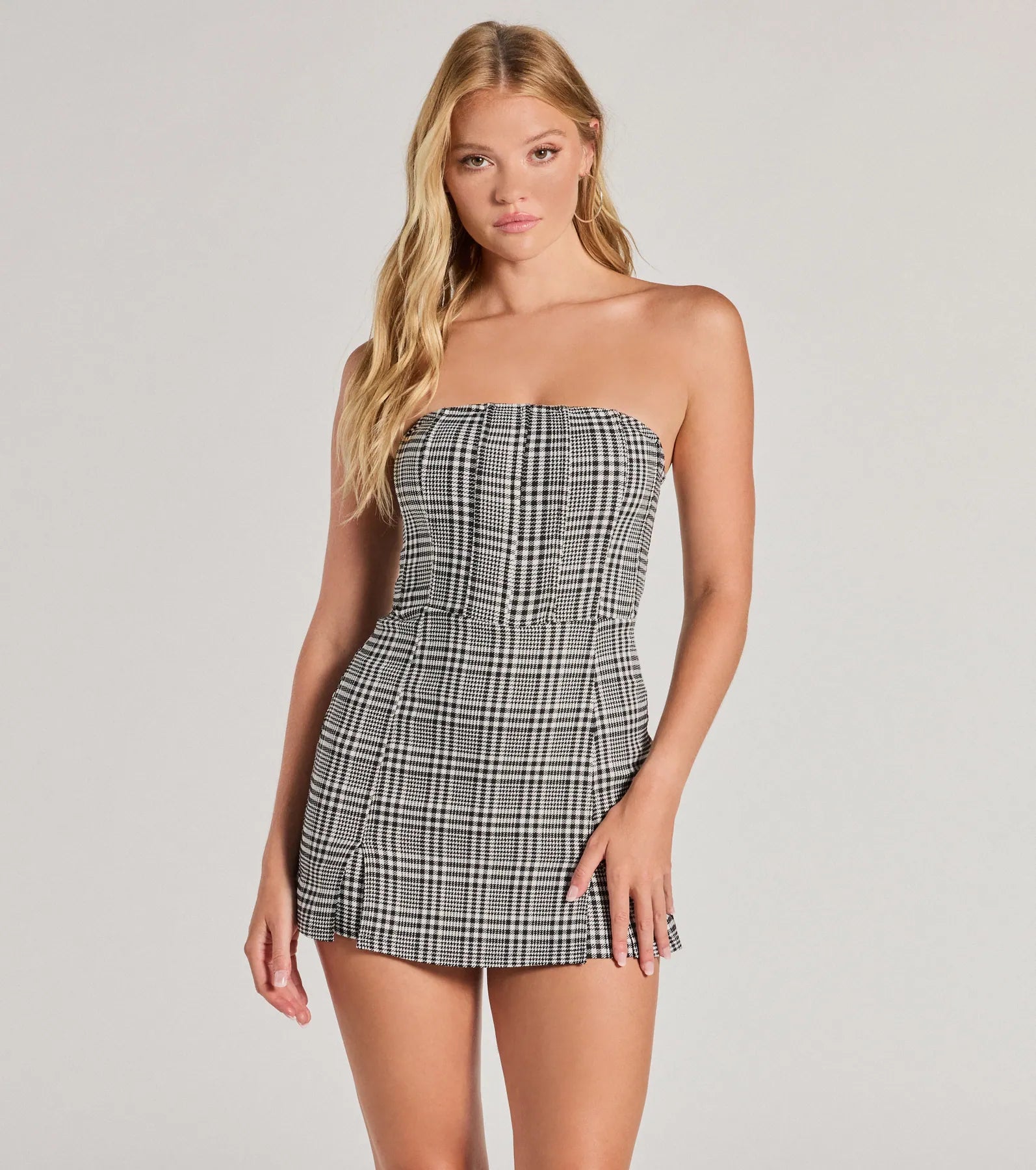 Ultimate Plaid Moment Sleeveless Knit Romper