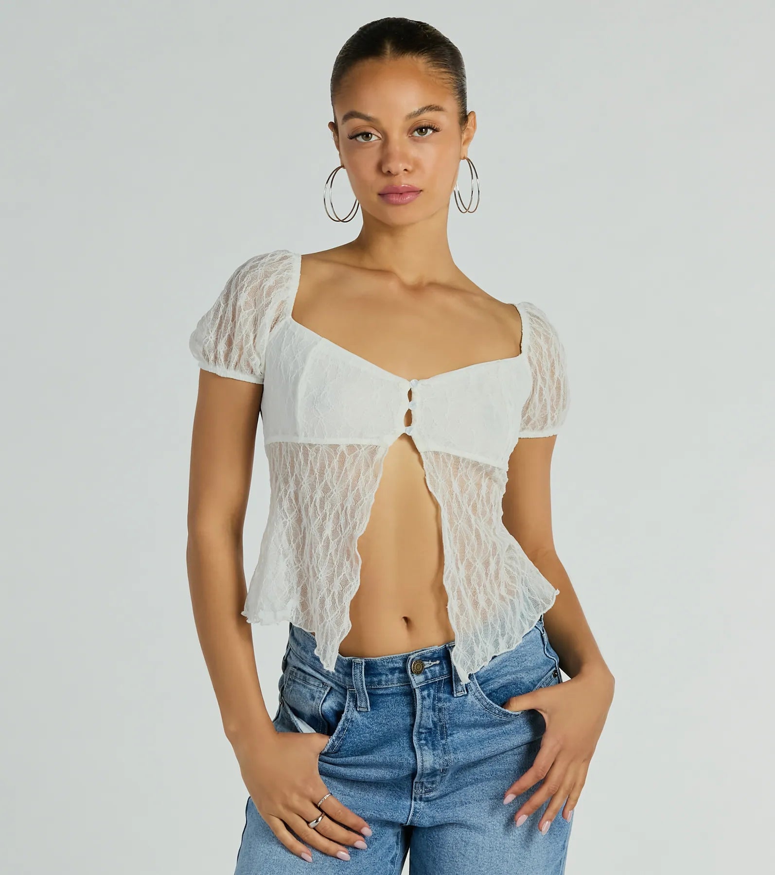 Ultimate Charm Me Puff Sleeve Lace Crop Top - Festival & Date Night Essential