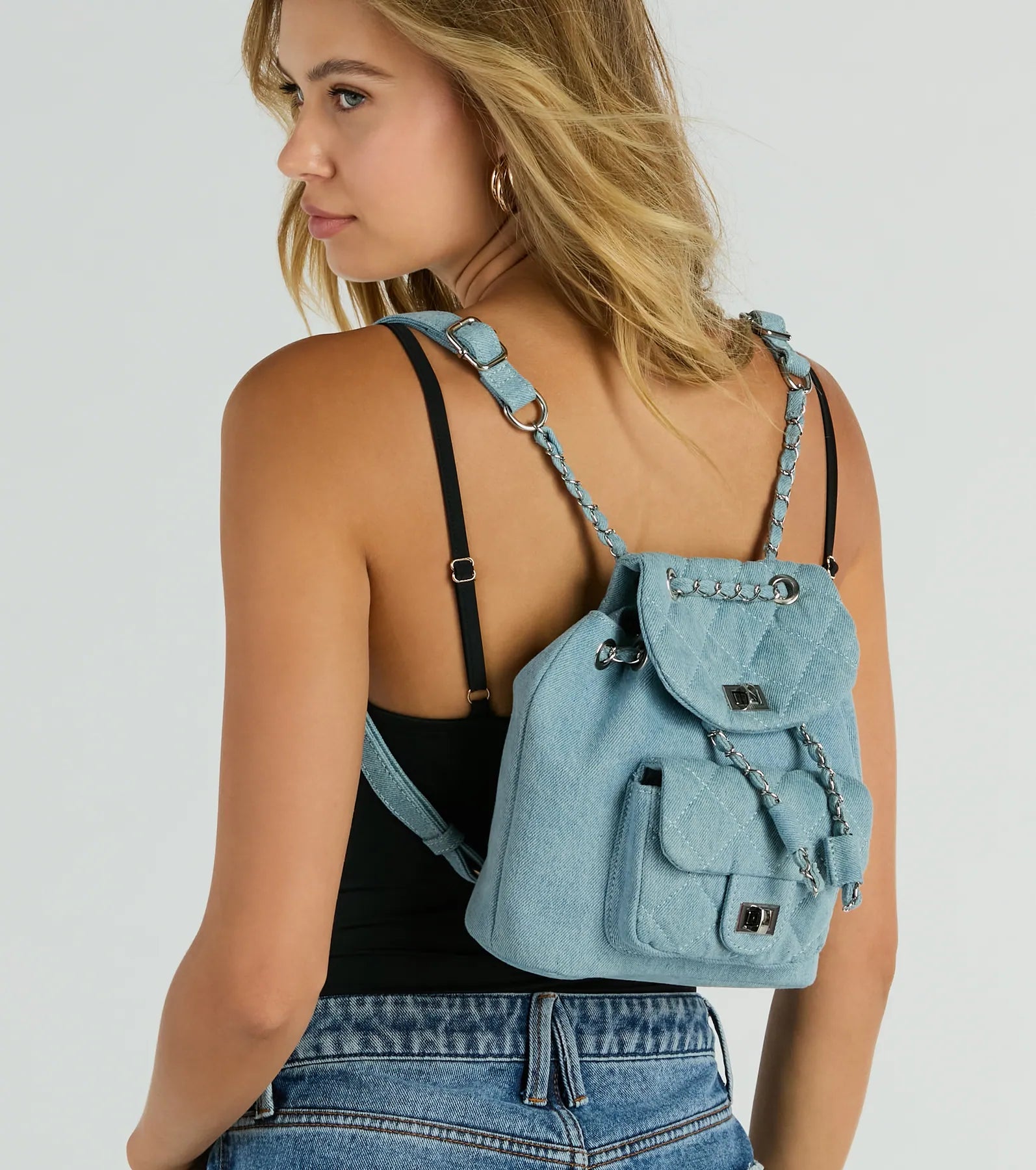 Premium Quilted Denim Mini Backpack - Ultimate Style & Function