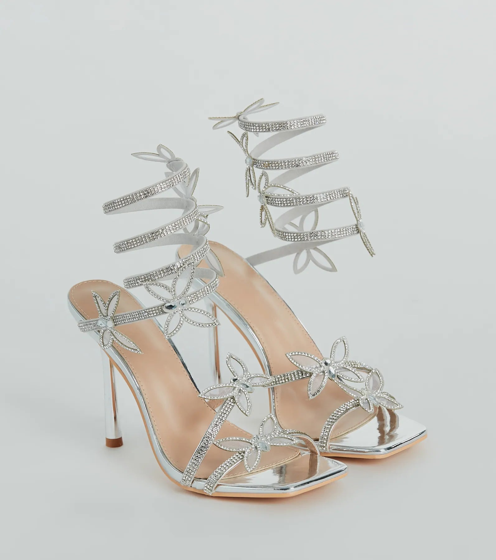 Ultimate Butterfly Kiss Metallic Stiletto Heels - Premium Partywear