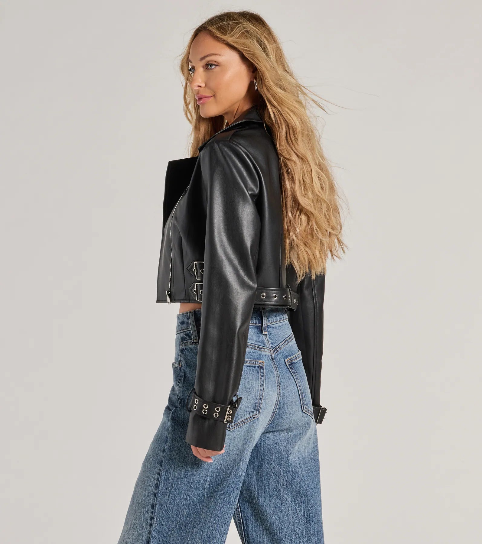 Ultimate Untamed Chic Faux Leather Cropped Moto Jacket