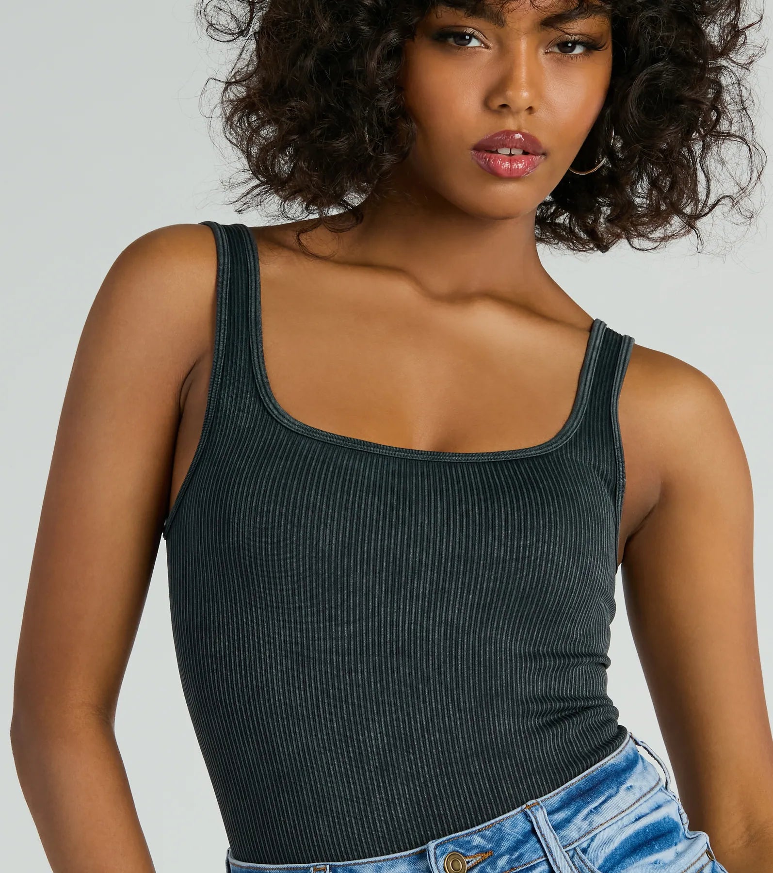 Ultimate Effortless Square Neck Rib Knit Bodysuit