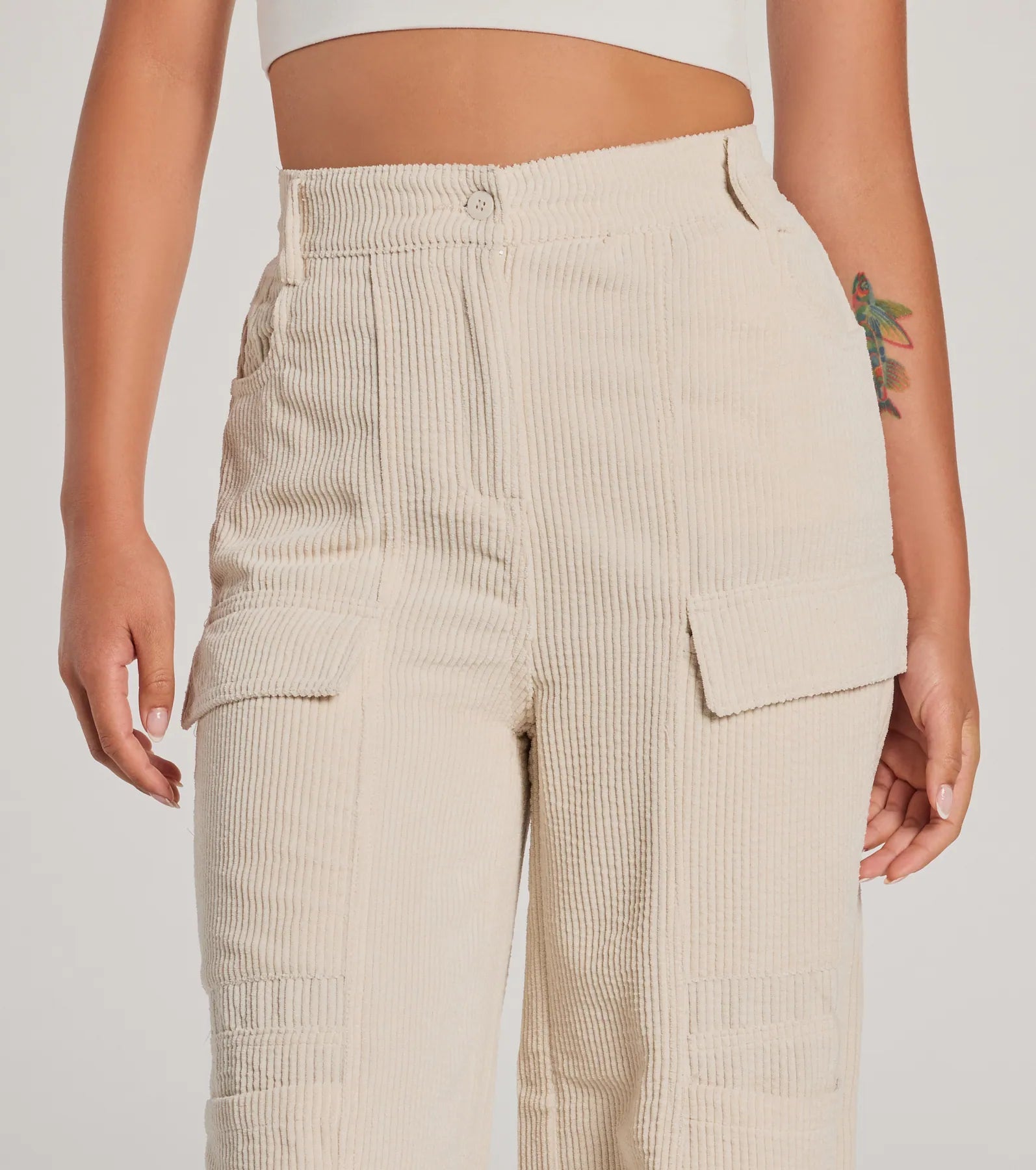 Premium High-Rise Corduroy Wide-Leg Cargo Pants - Upgrade Your Style