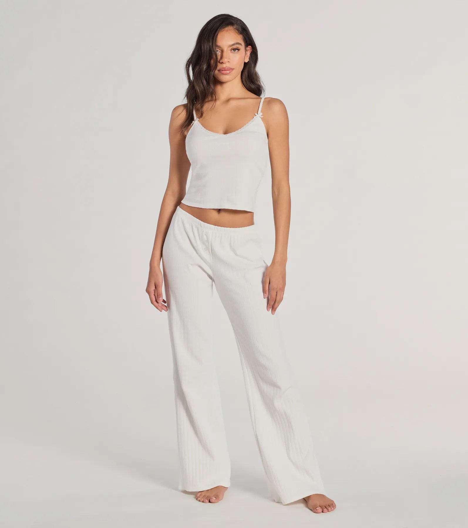 Ultimate Comfort V-Neck Pointelle Pajama Crop Top