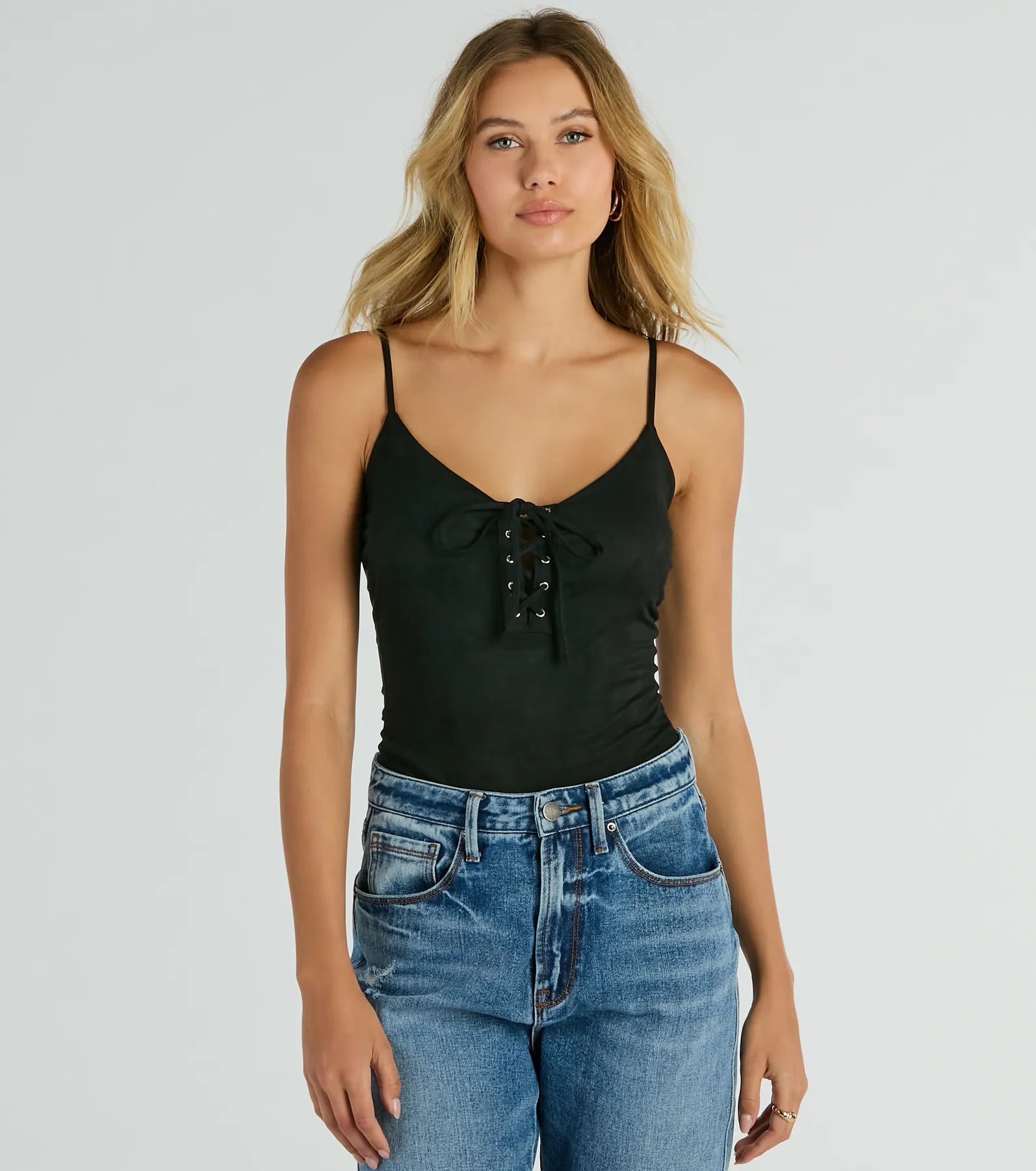 Ultimate Lace-Up Faux Suede Bodysuit - Sexy & Stylish