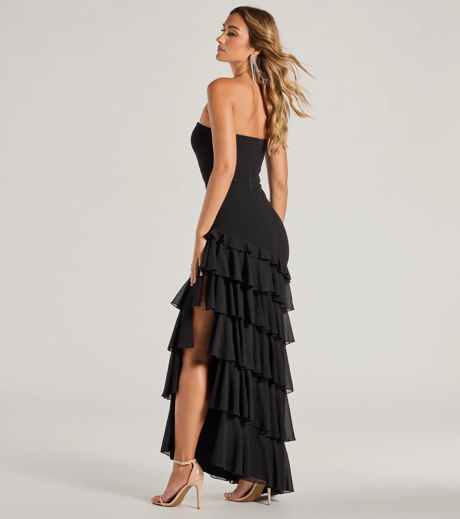 Premium Shianne Strapless Chiffon Ruffled A-Line Formal Dress - Ultimate Elegance