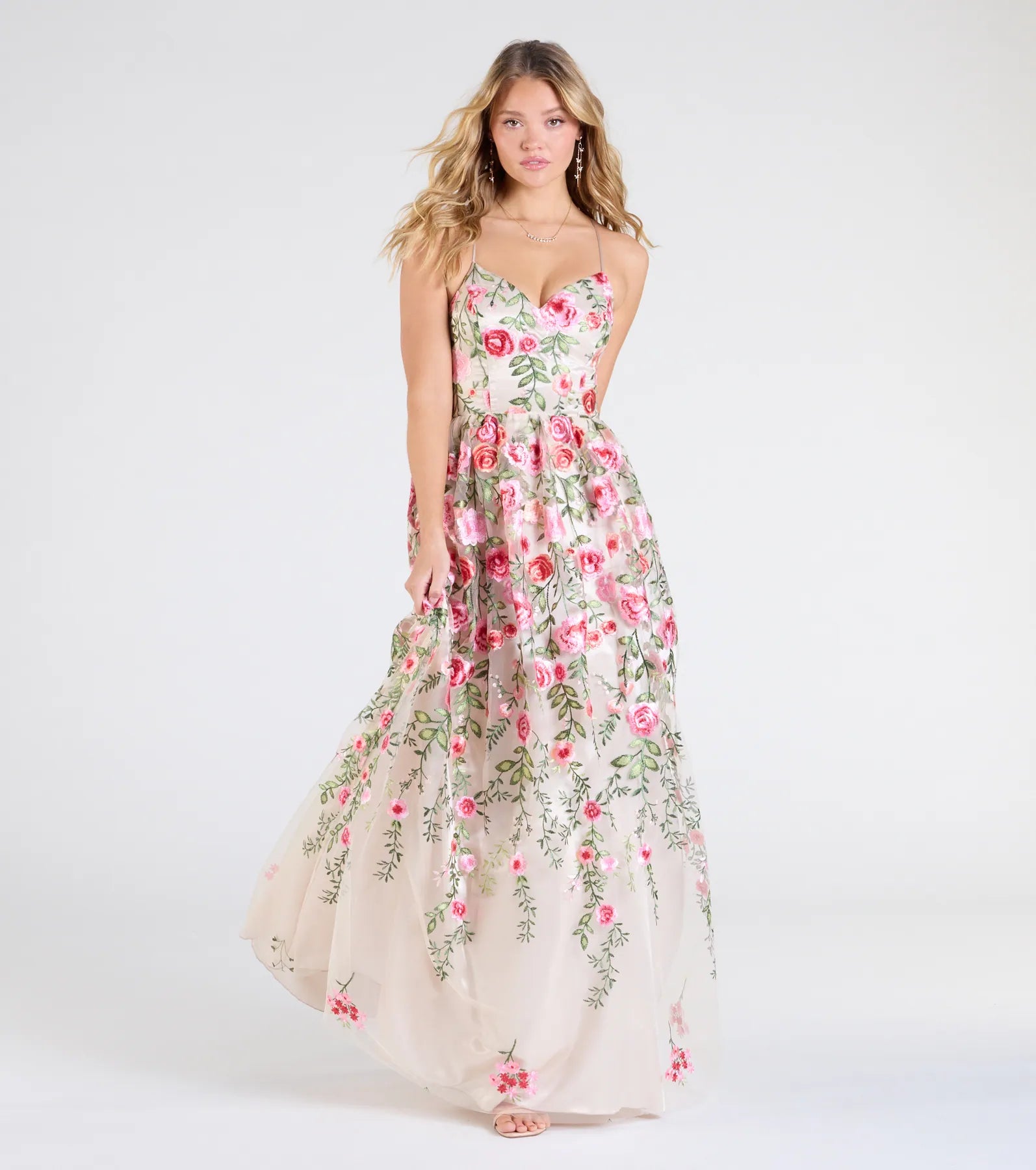 Felicity Premium Lace-Up Floral Tulle Ball Gown - Ultimate Elegance