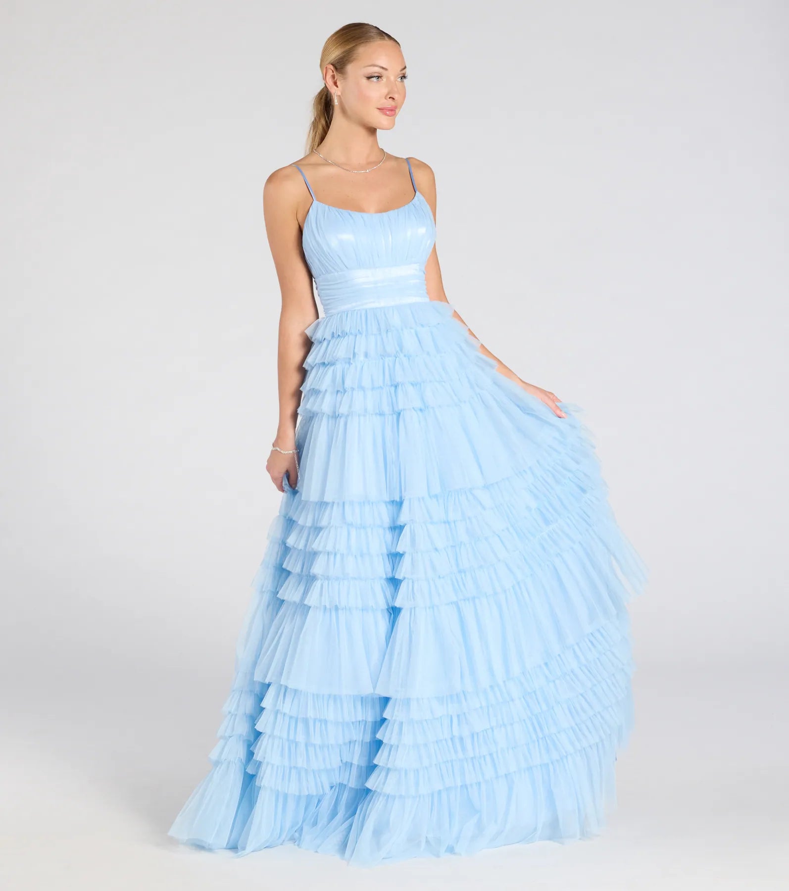 Ultimate Elle Ruffled Tiered A-Line Formal Gown