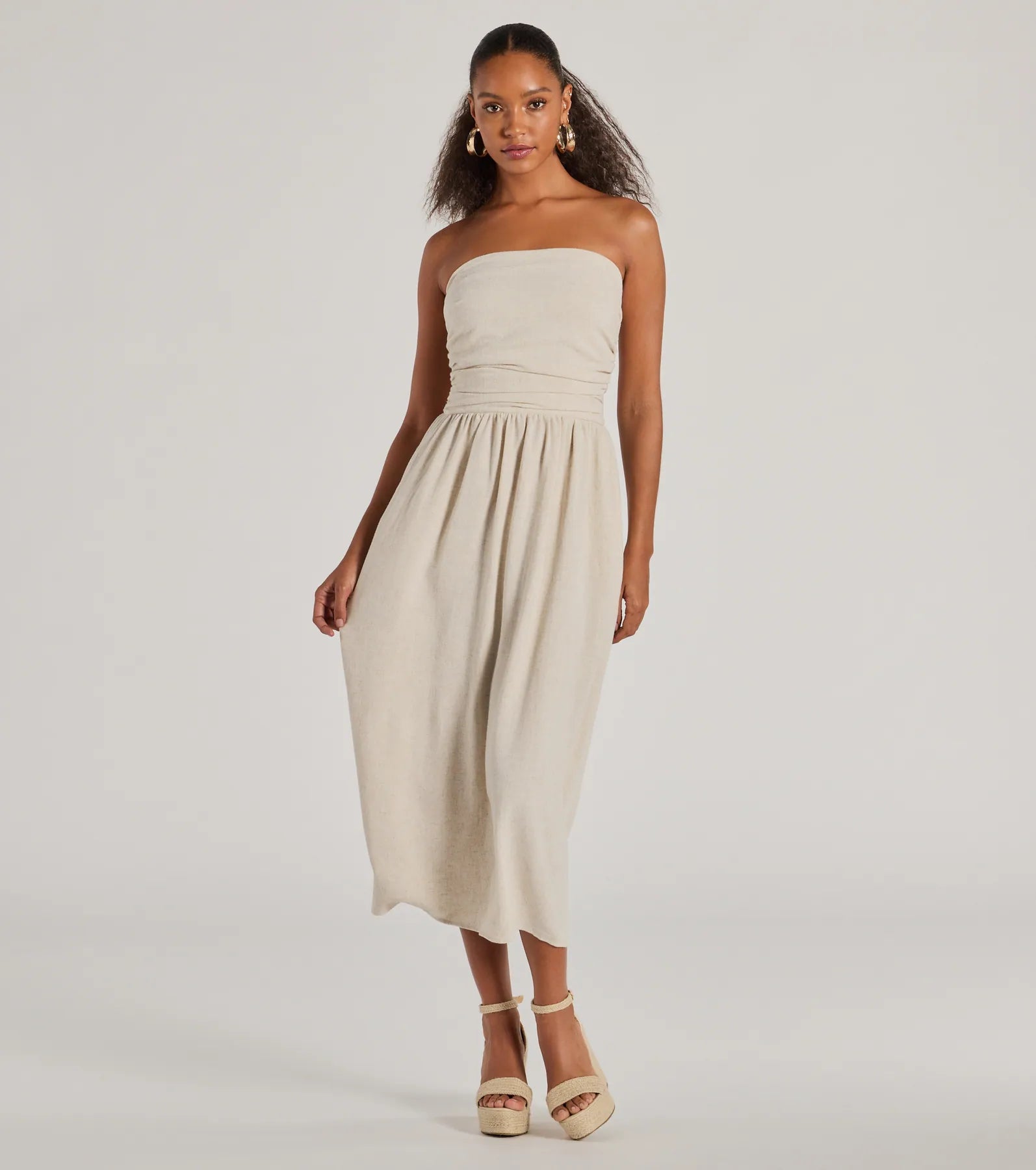 Premium Strapless Linen-Blend Dress – Ultimate Summer Staple