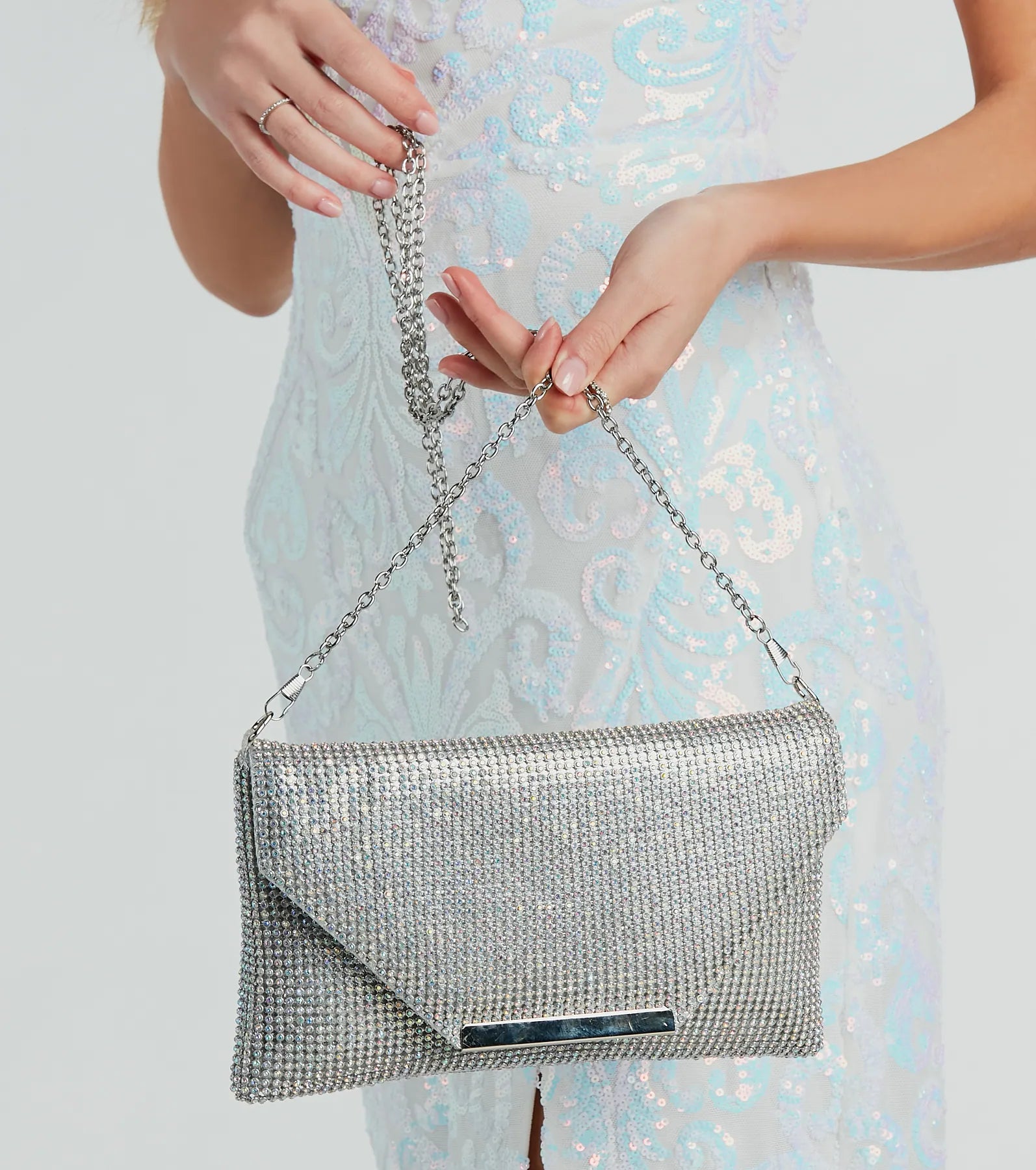 Ultimate Luxe Shimmer Rhinestone Envelope Clutch