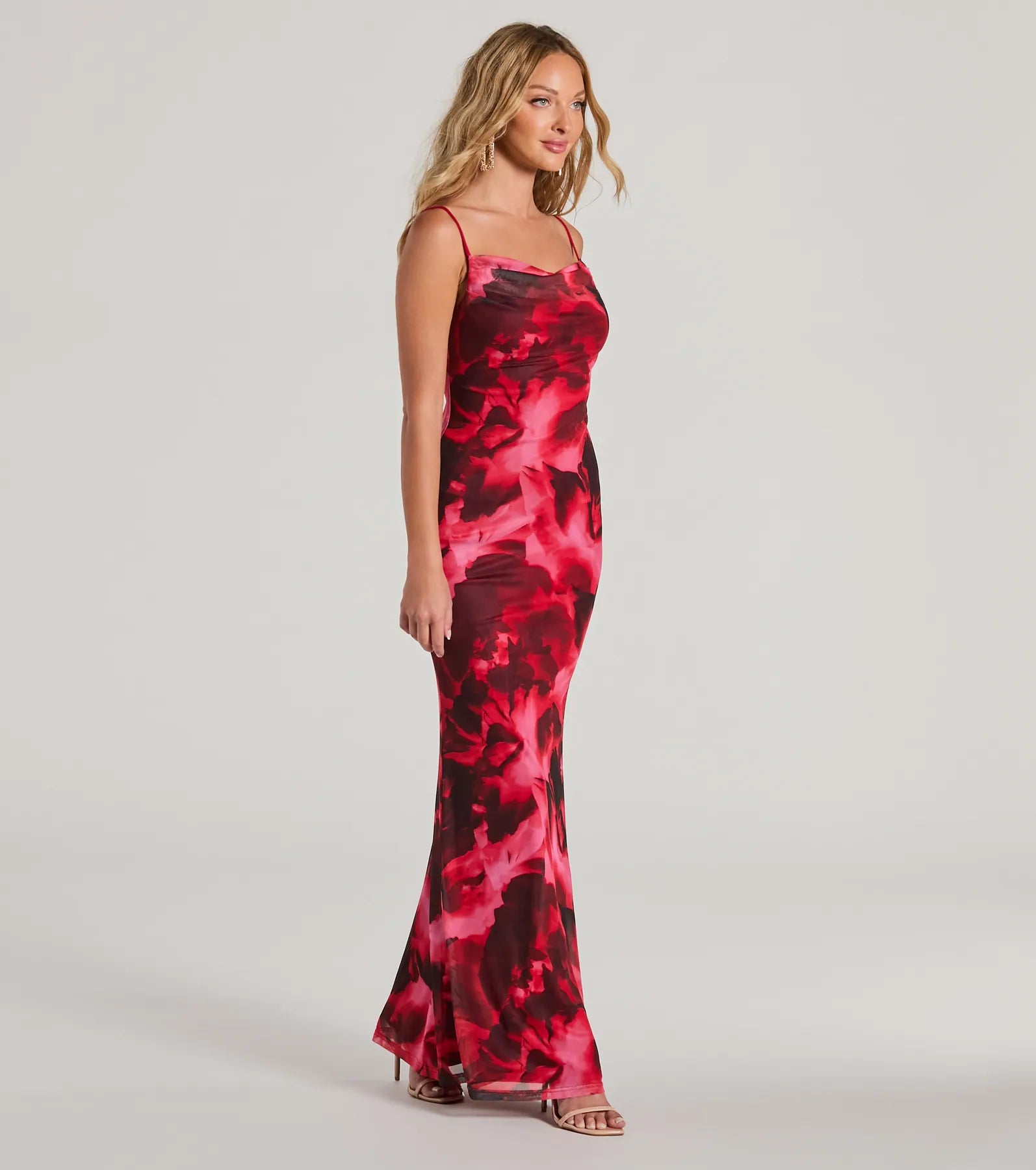 Ultimate Elegance Cowl Neck Floral Maxi Dress