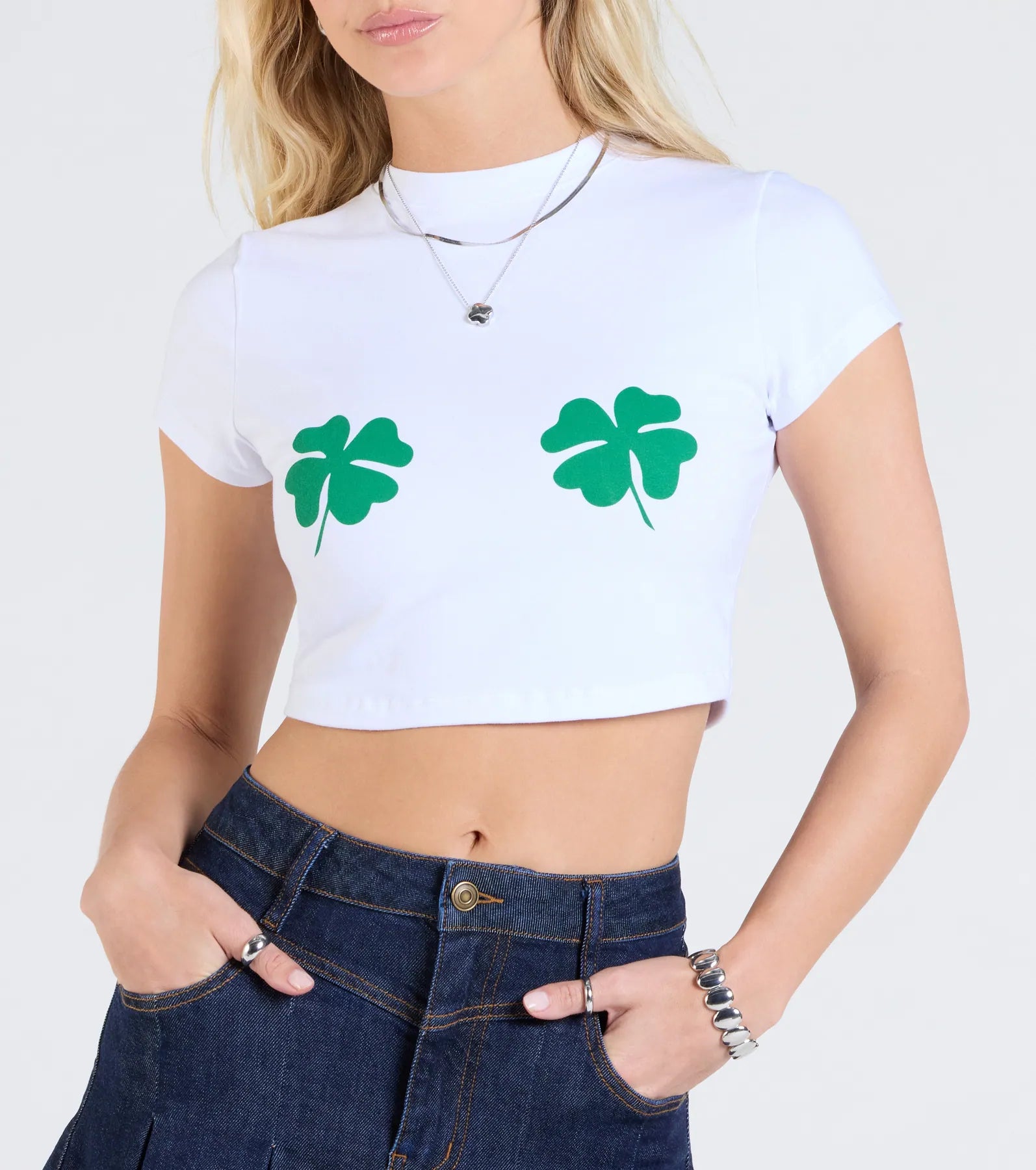 Premium Lucky Girl Clover Crop Tee - St. Patrick's Day Essential