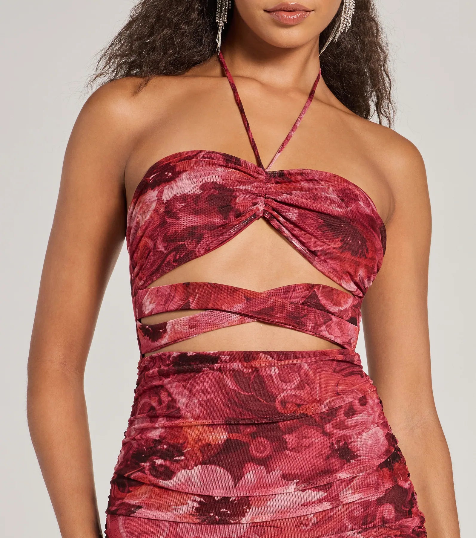 Ultimate Resort-Ready Halter Cutout Abstract Mini Dress