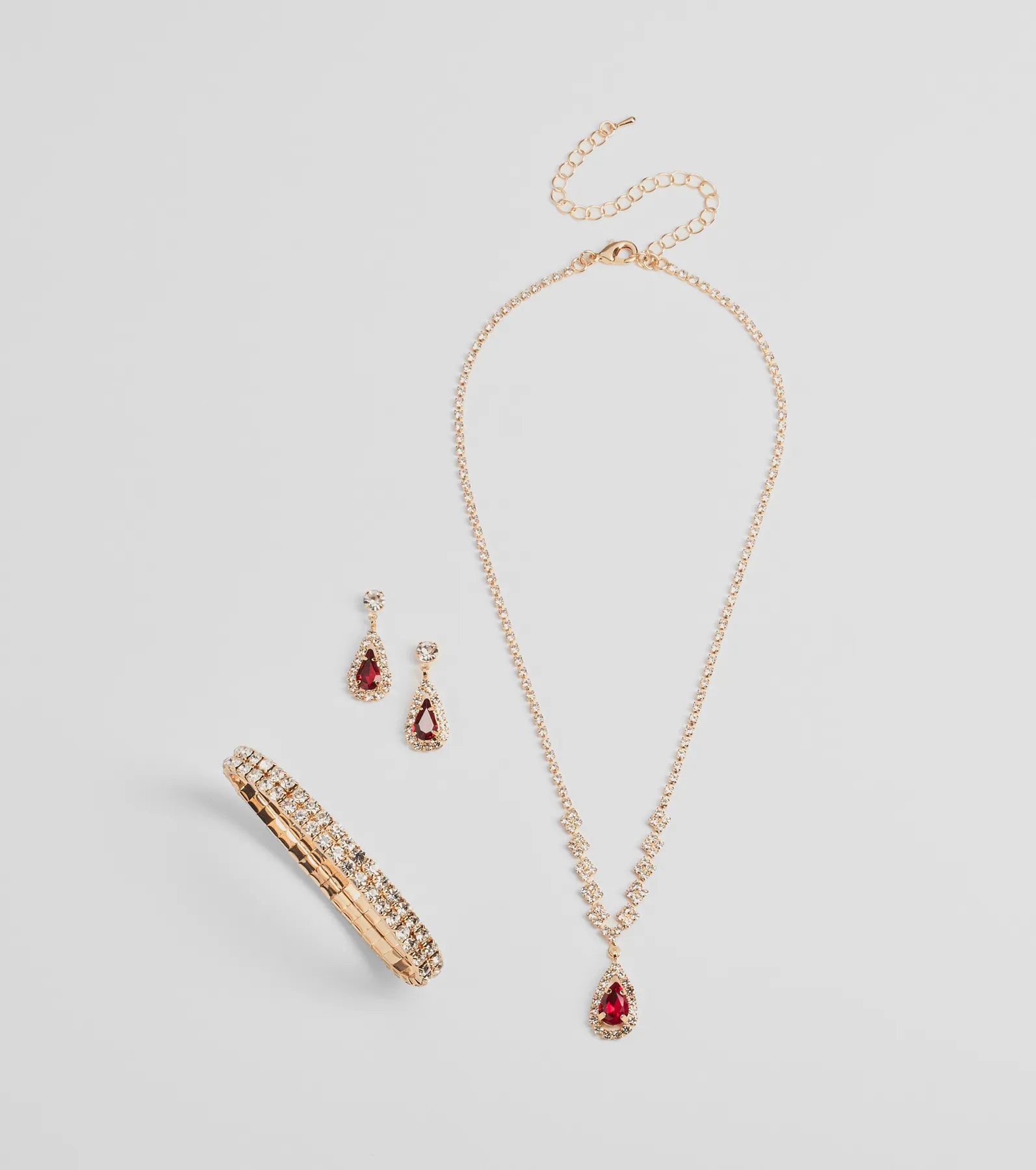 Premium Regal Gemstone Jewelry Set: Necklace, Bracelet & Earrings