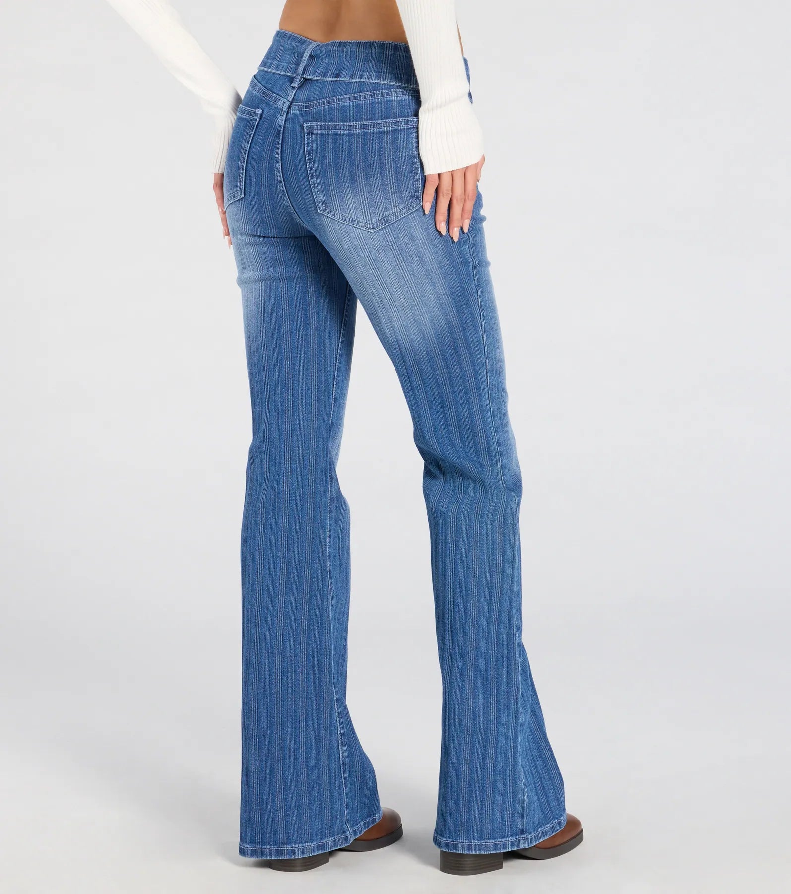 Ultimate Chic Mid-Rise Belted Flare Jeans