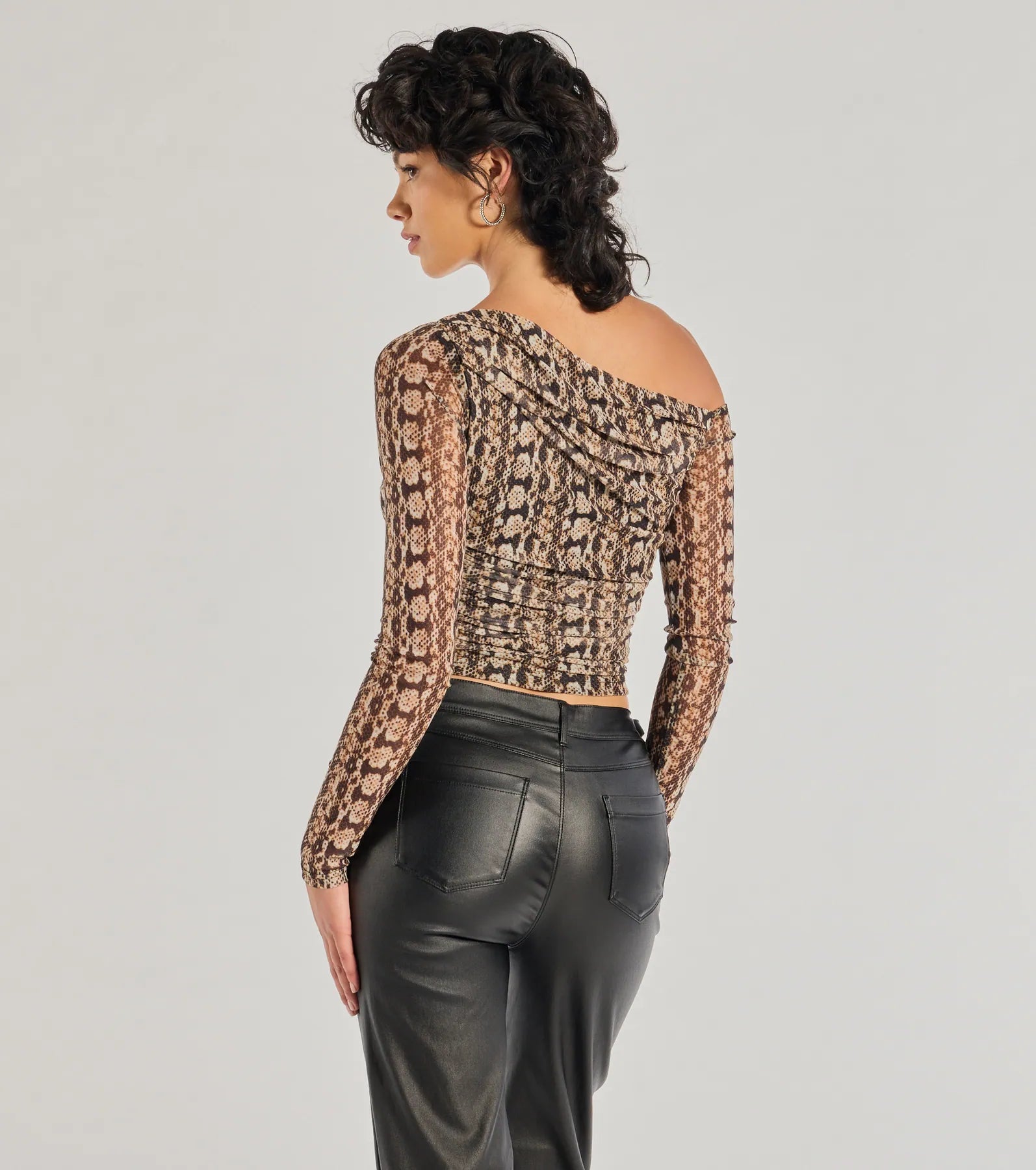 Premium Snake Print Mesh Long Sleeve Top - Bold Edge Collection