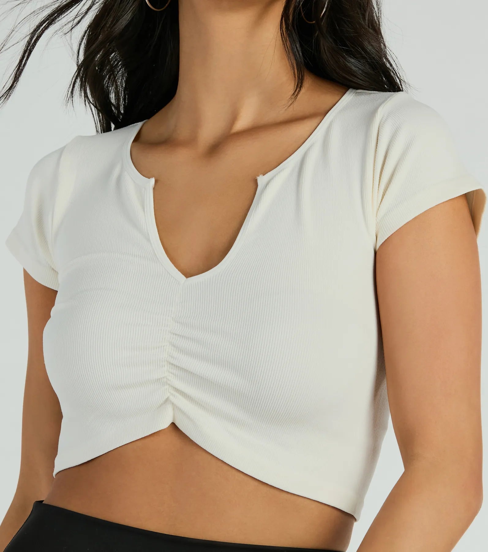 Ultimate Soft V-Neck Ruched Crop Top - Upgrade Your Style