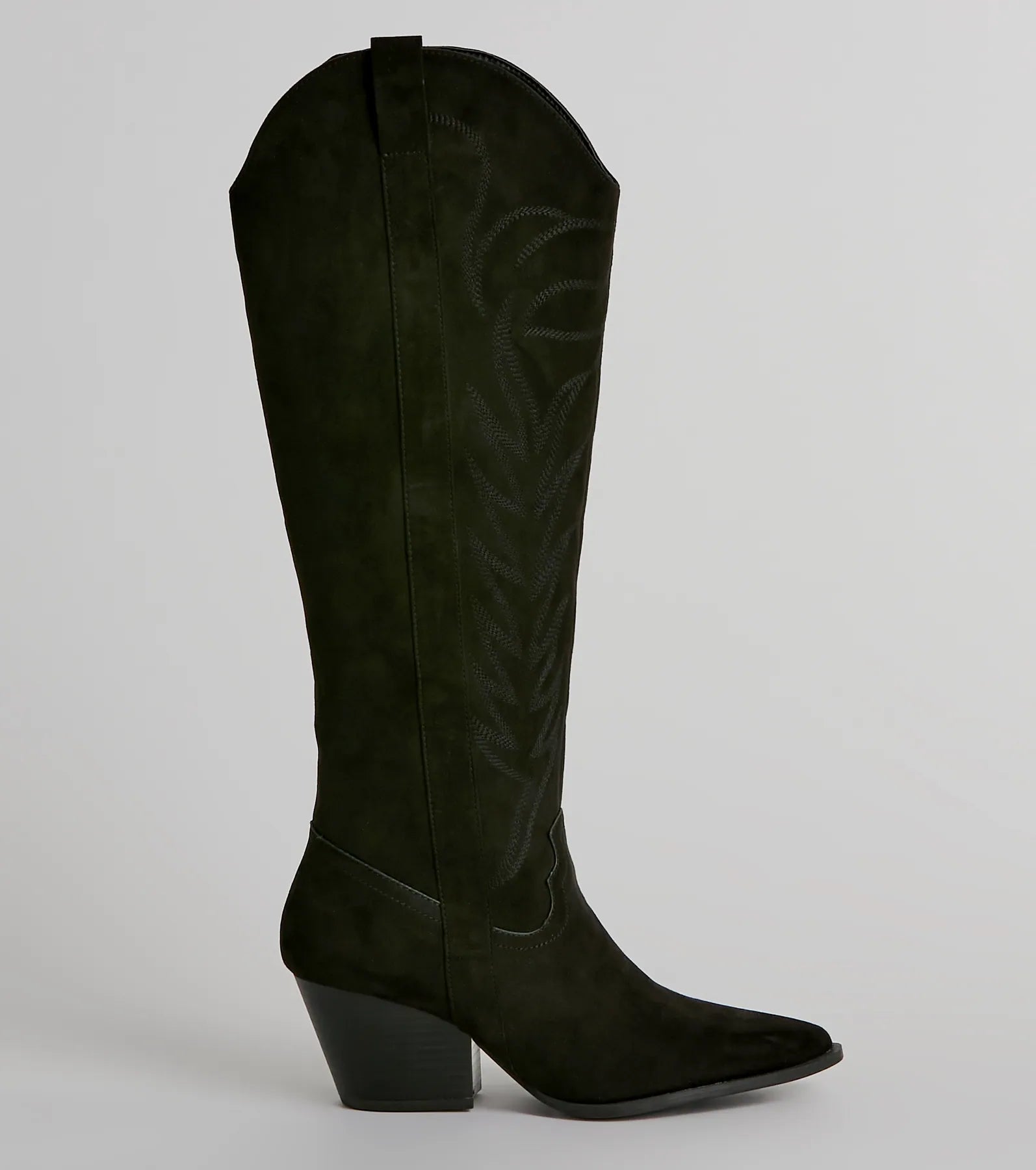 Premium Faux Suede Western Boots - Under-The-Knee Style