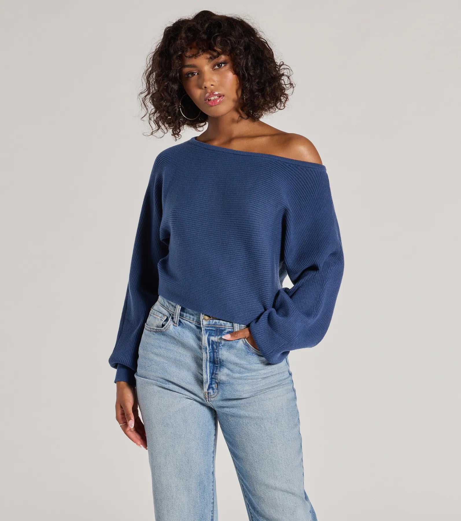 Ultimate Cozy Ribbed Knit Sweater - Off-Shoulder Style