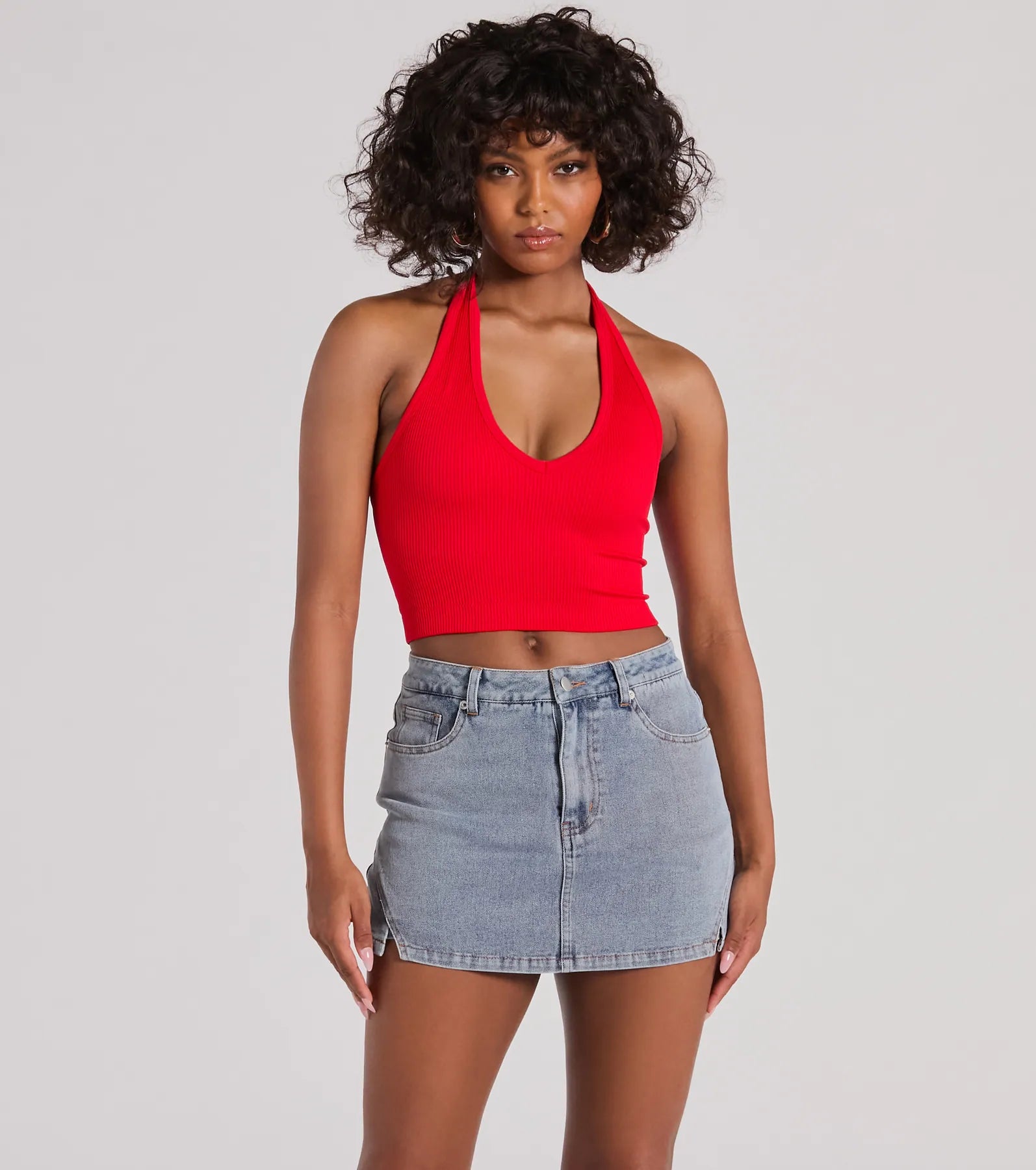 Ultimate Favorite Look High-Rise Slit Mini Denim Skort