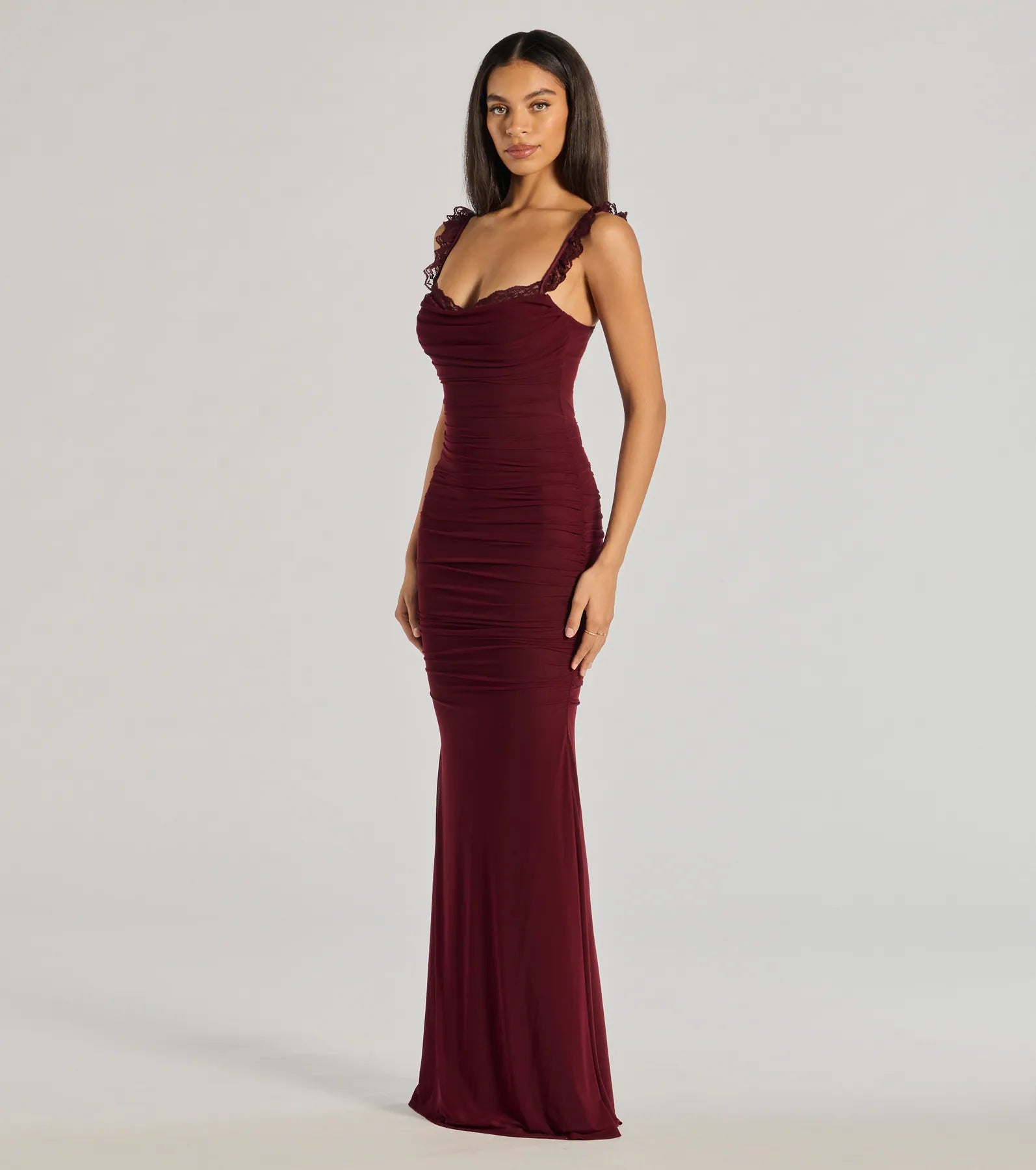 Premium Morgana Lace-Up Ruched Mermaid Dress - Ultimate Formal Elegance