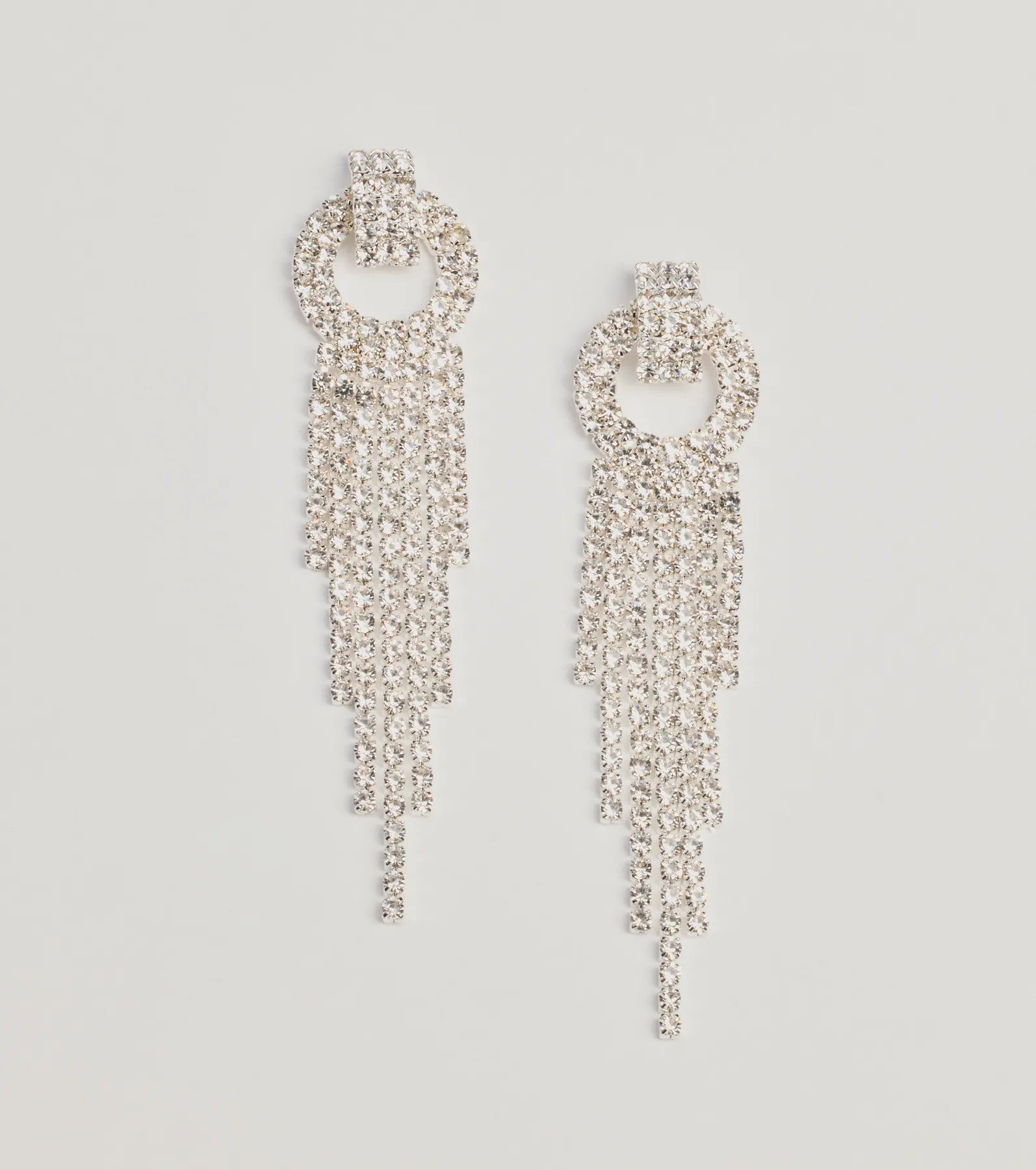 Ultimate Glam Rhinestone Fringe Statement Earrings